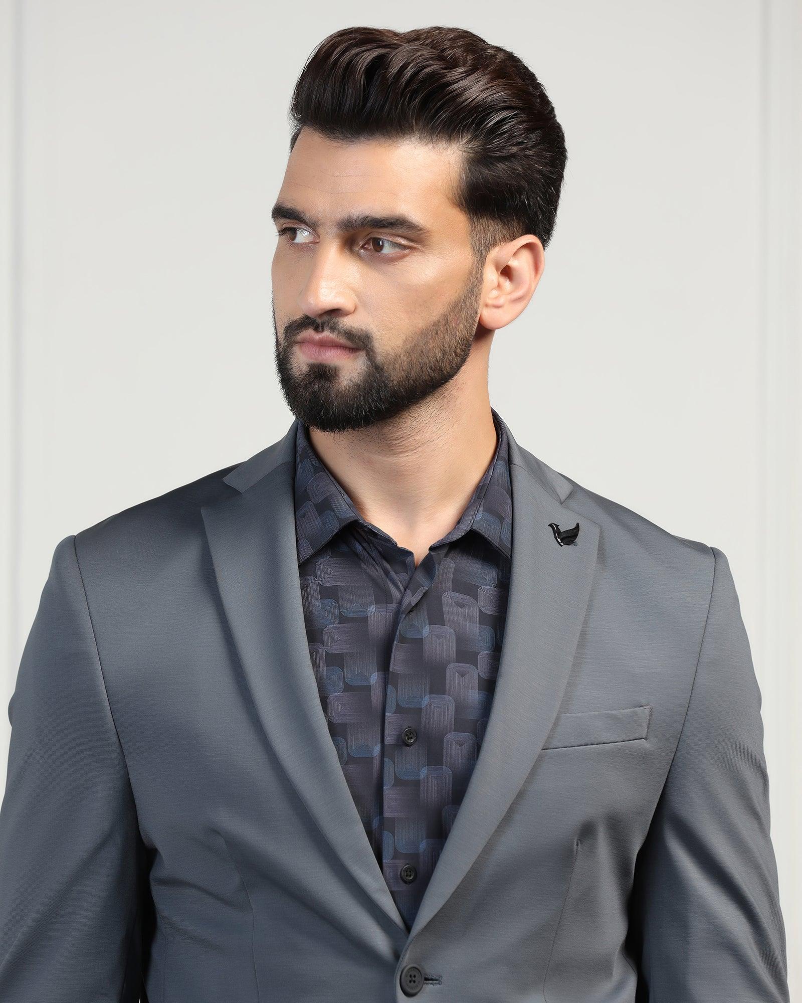 TechPro Formal Grey Solid Blazer - Mustang - Image 6