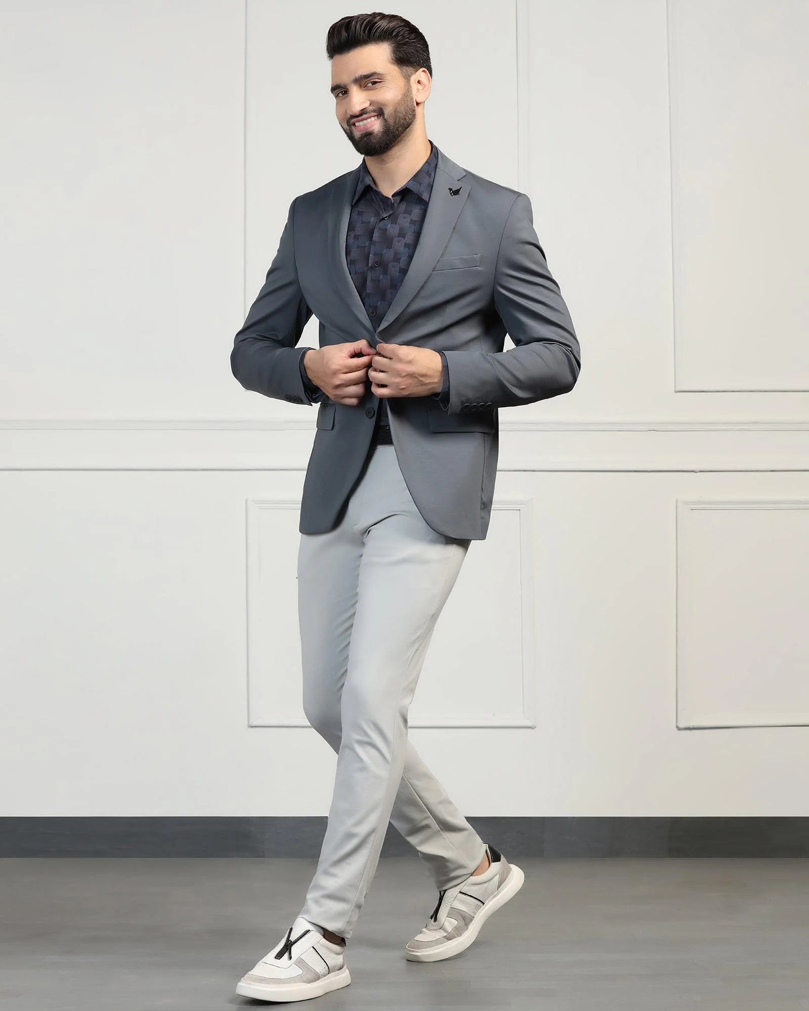 TechPro Formal Grey Solid Blazer - Mustang - Image 7
