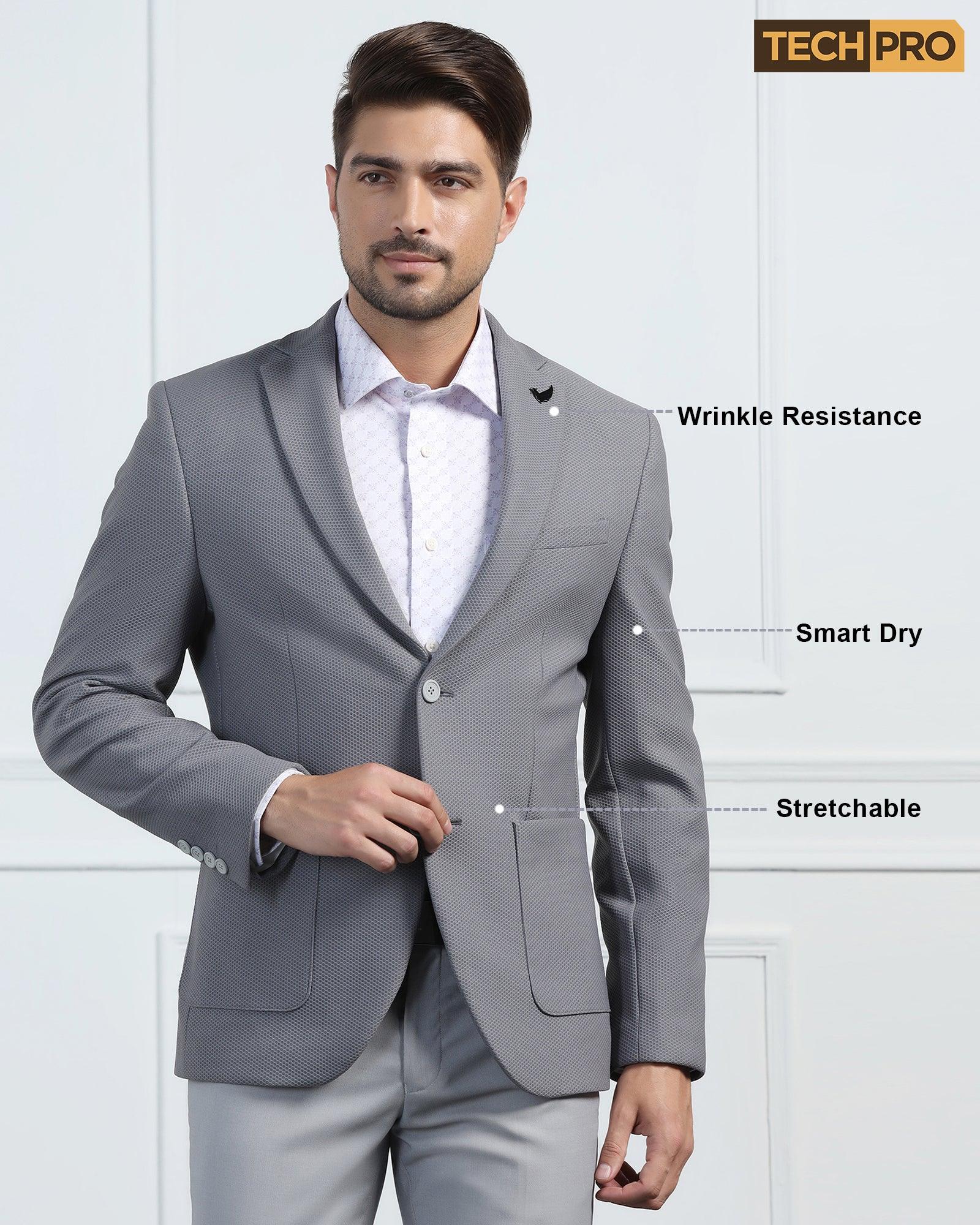 TechPro Formal Grey Textured Blazer - Renault - Image 10