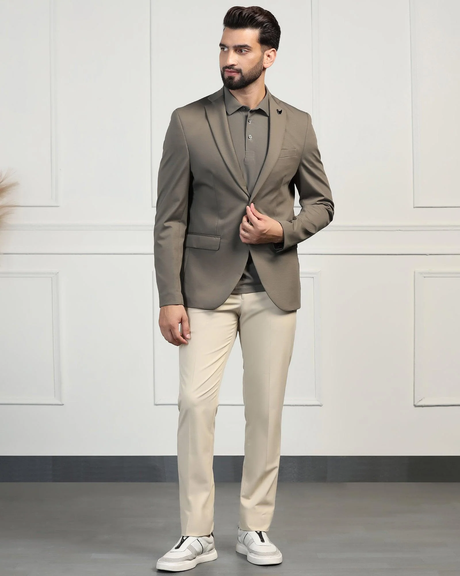 TechPro Formal Khaki Solid Blazer - Mustang - Image 3