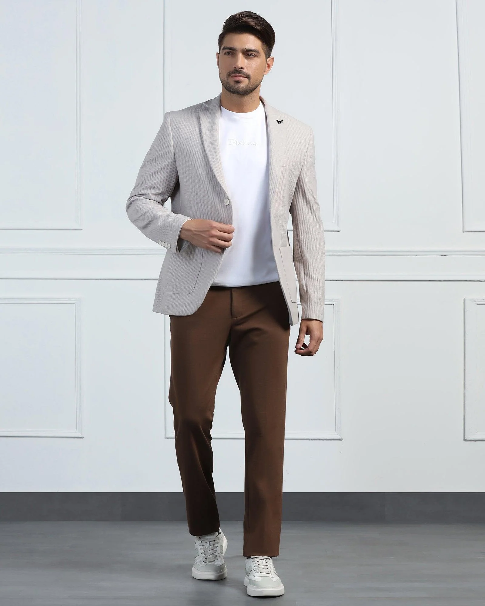 TechPro Formal Off White Textured Blazer - Renault - Image 6