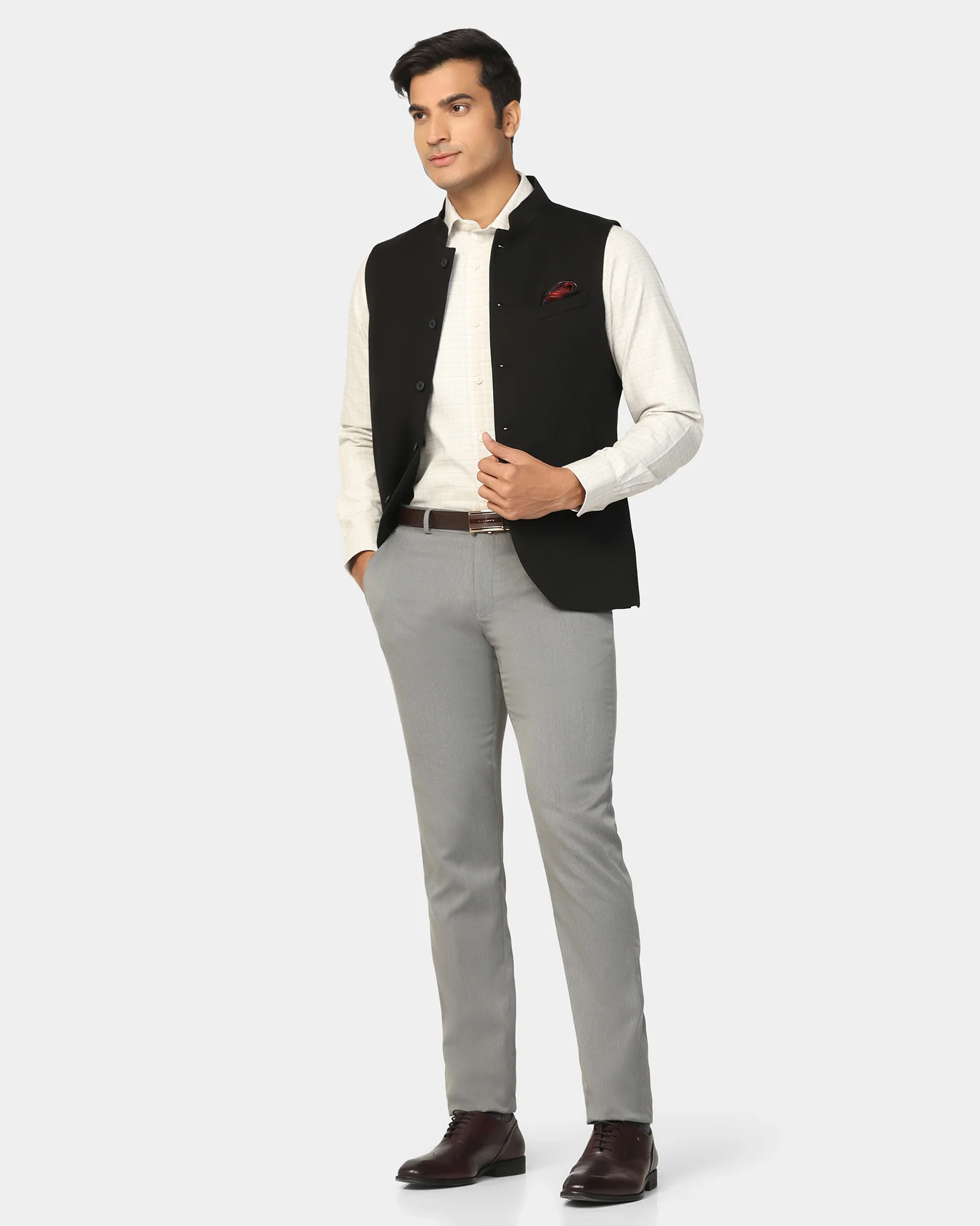 TechPro Bandhgala Formal Black Solid Waistcoat - Travalo - Image 7