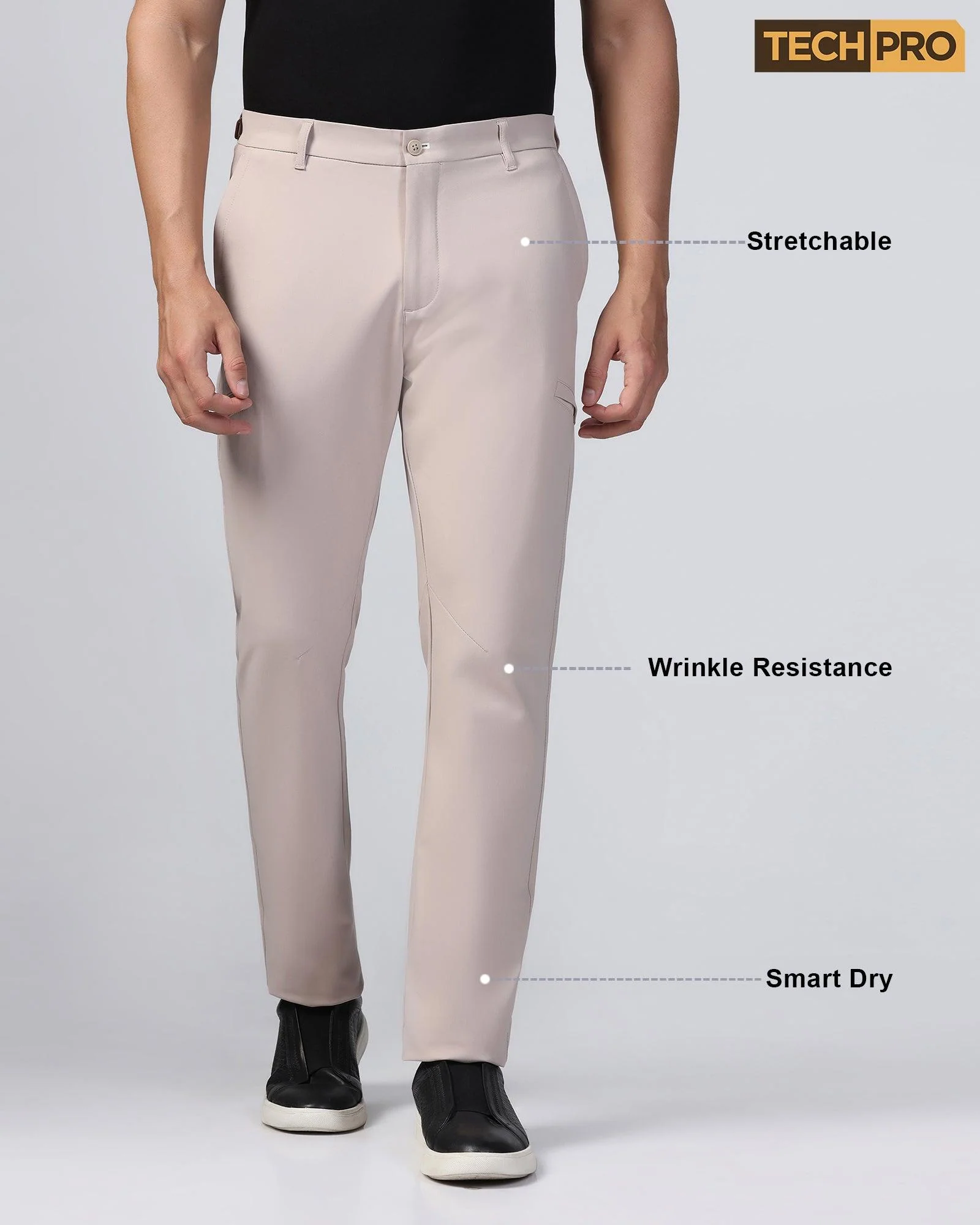 TechPro Casual Beige Solid Khakis - Togg - Image 8