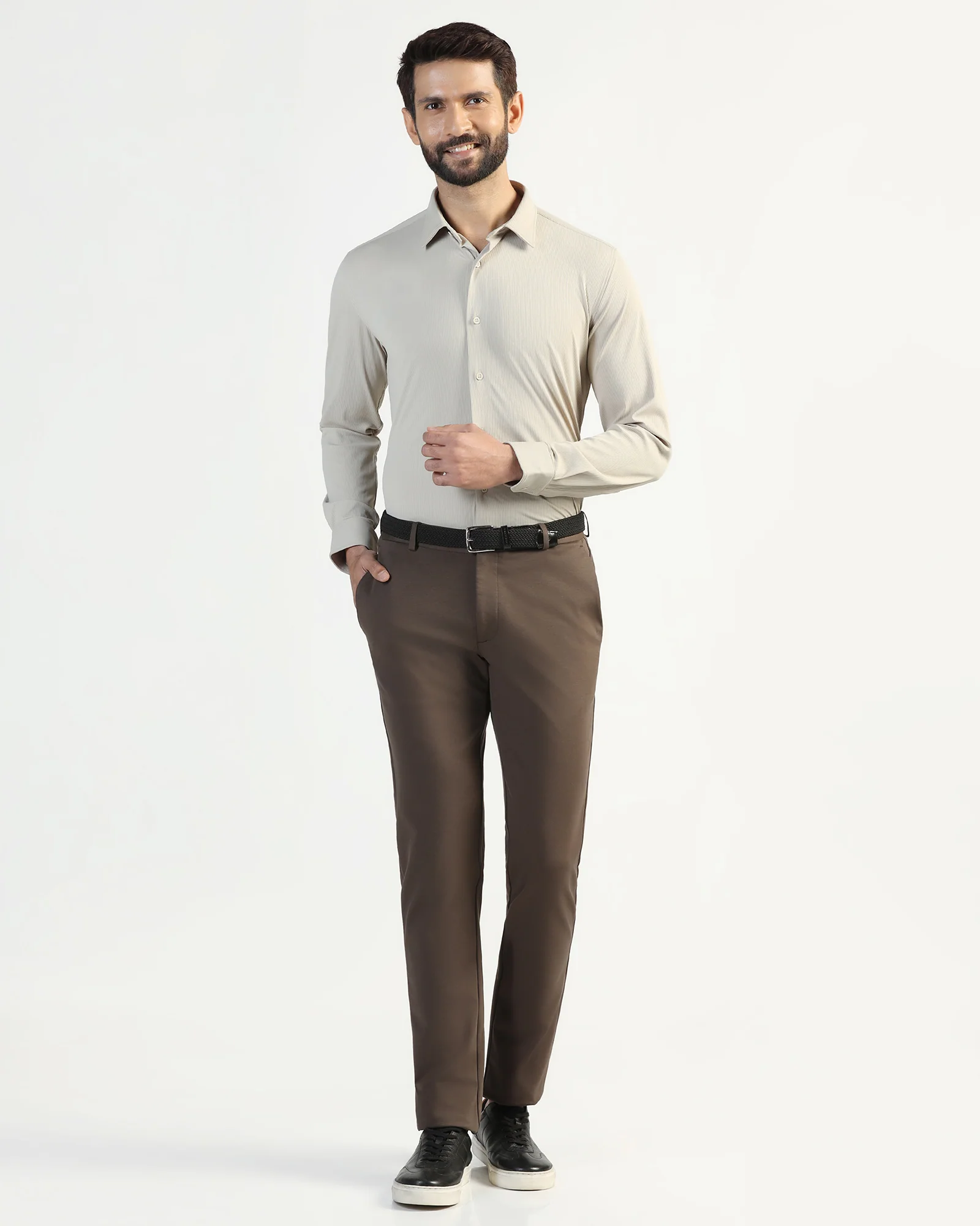 TechPro Formal Beige Stripe Shirt - Abil - Image 3