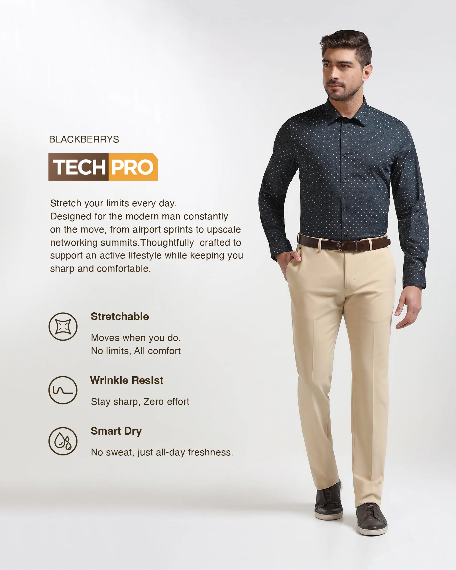 TechPro Formal Black Printed Shirt - Theon - Image 3