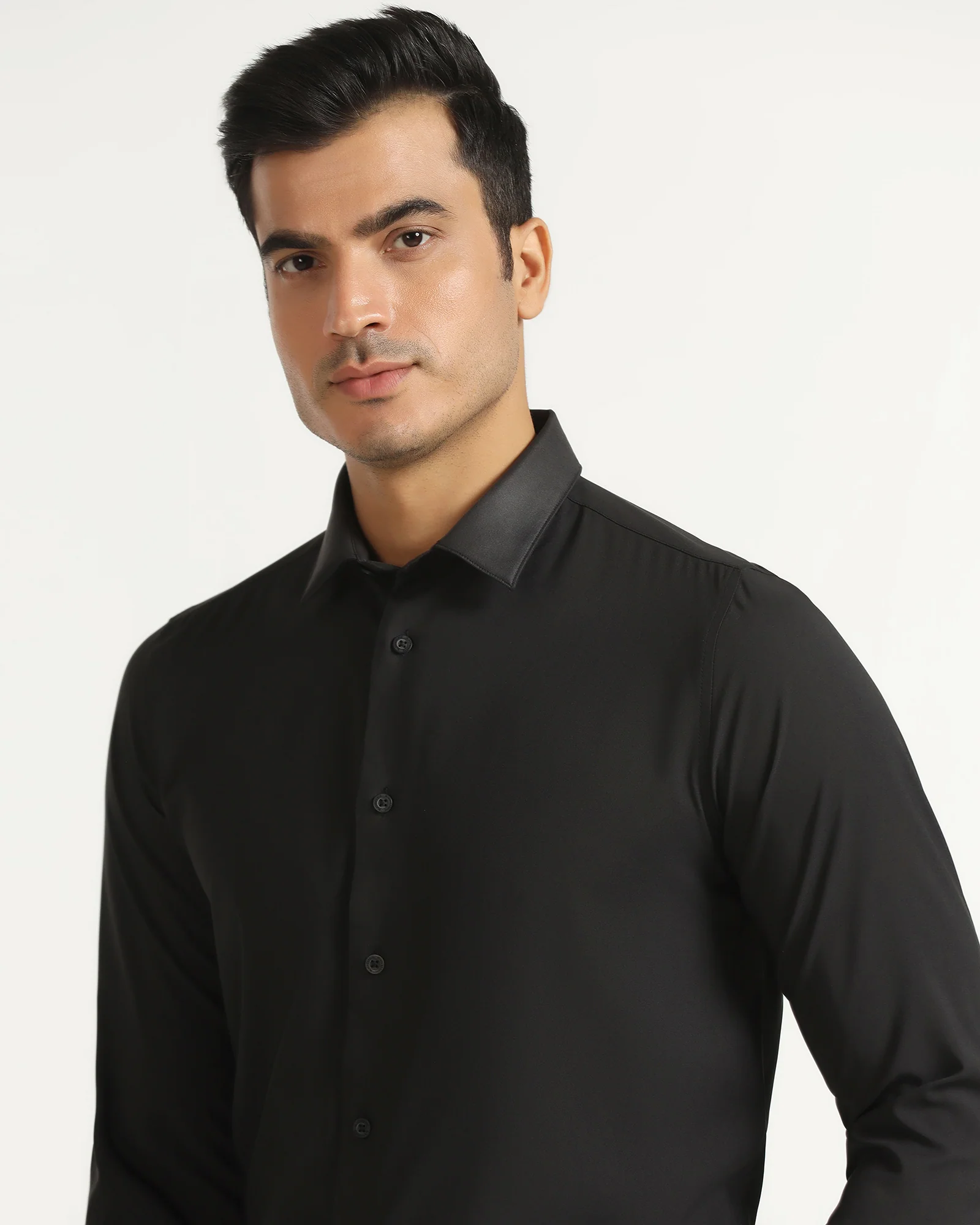 TechPro Formal Black Solid Shirt - Greece - Image 4