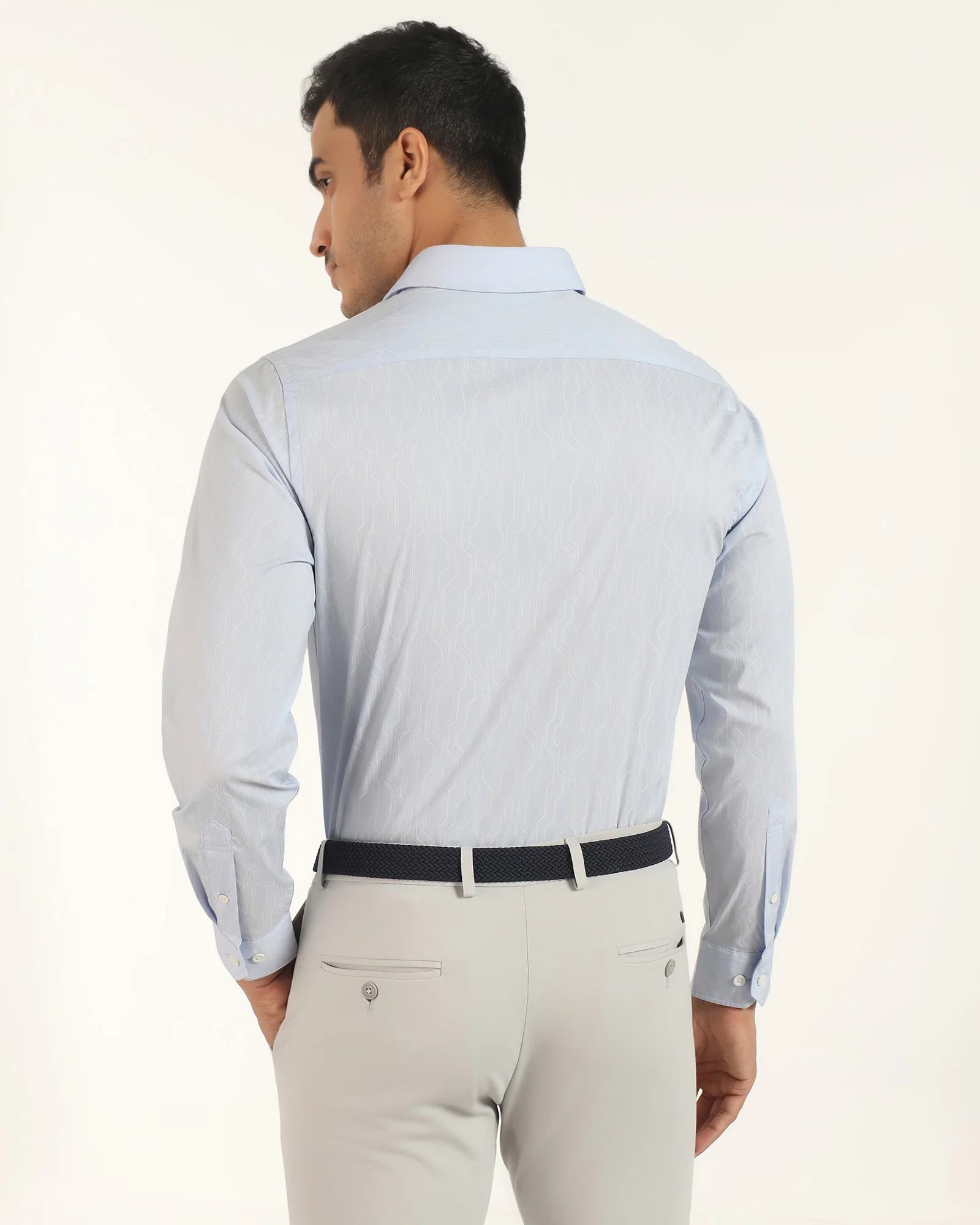 TechPro Formal Blue Printed Shirt - Blade - Image 2