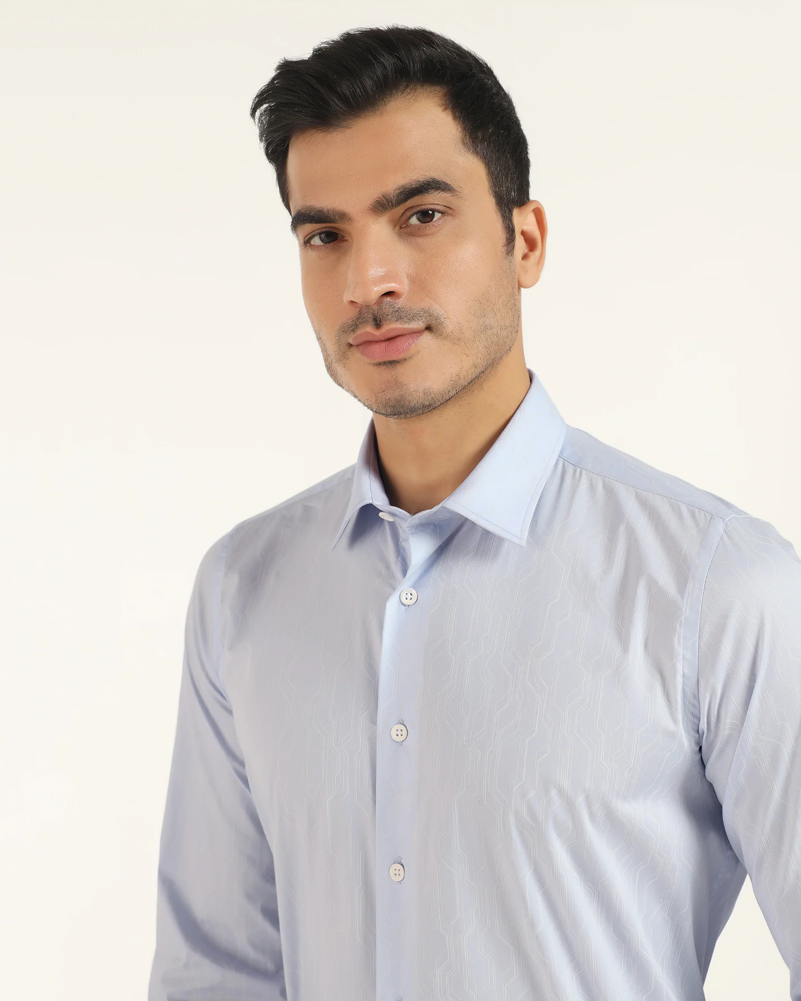 TechPro Formal Blue Printed Shirt - Blade - Image 4