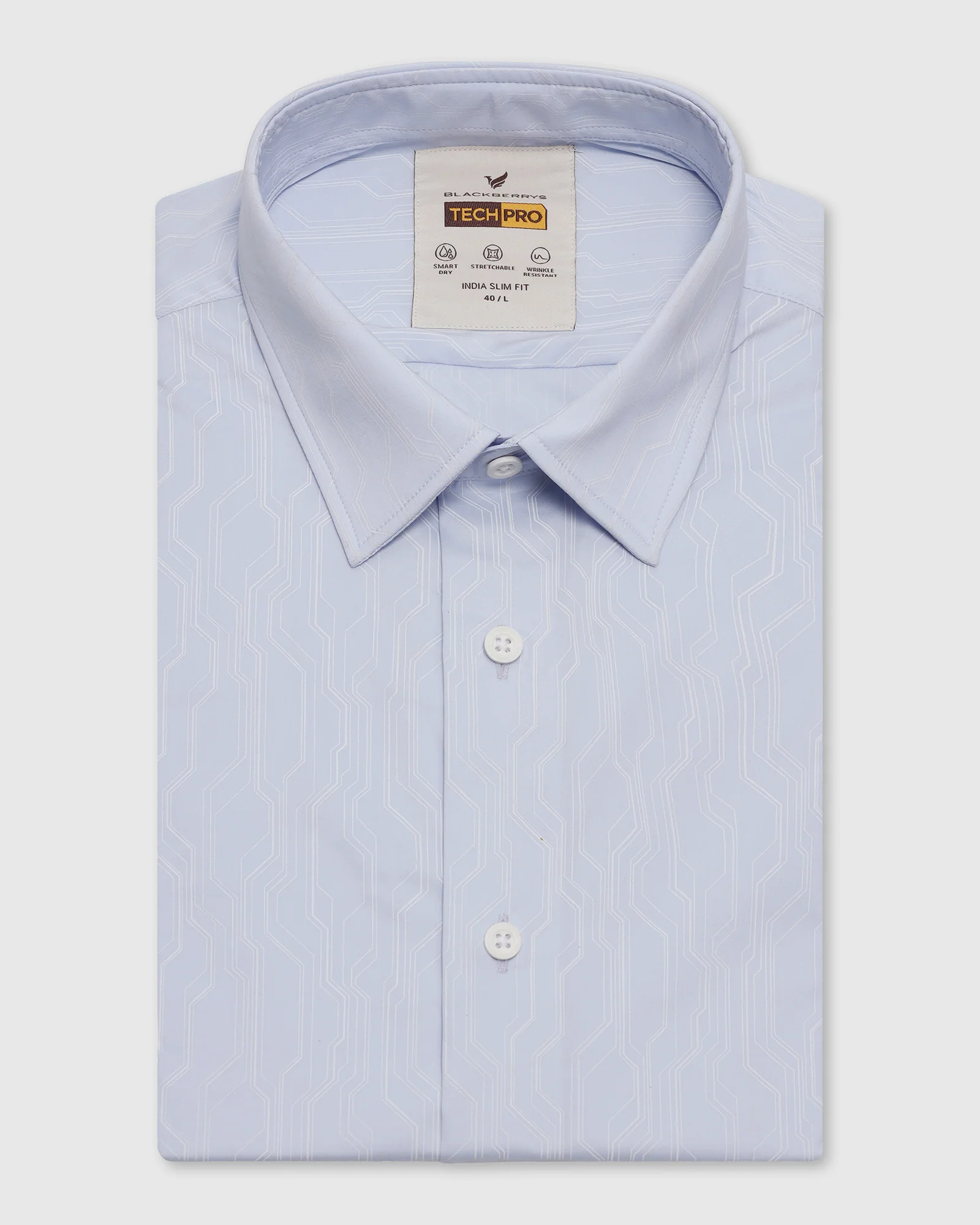 TechPro Formal Blue Printed Shirt - Blade - Image 5