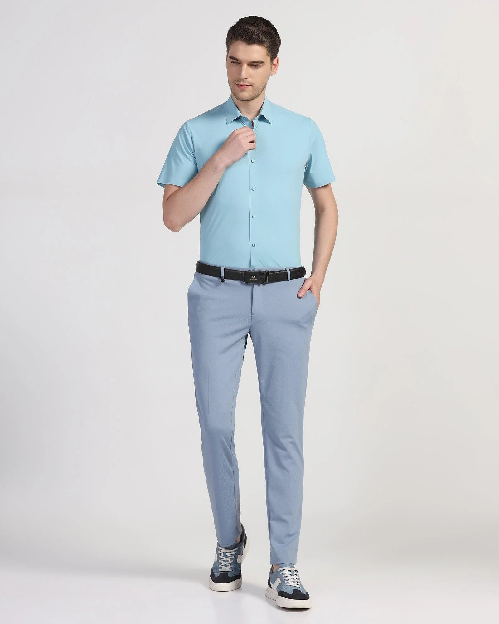 TechPro Formal Half Sleeve Blue Solid Shirt - Shane - Image 3