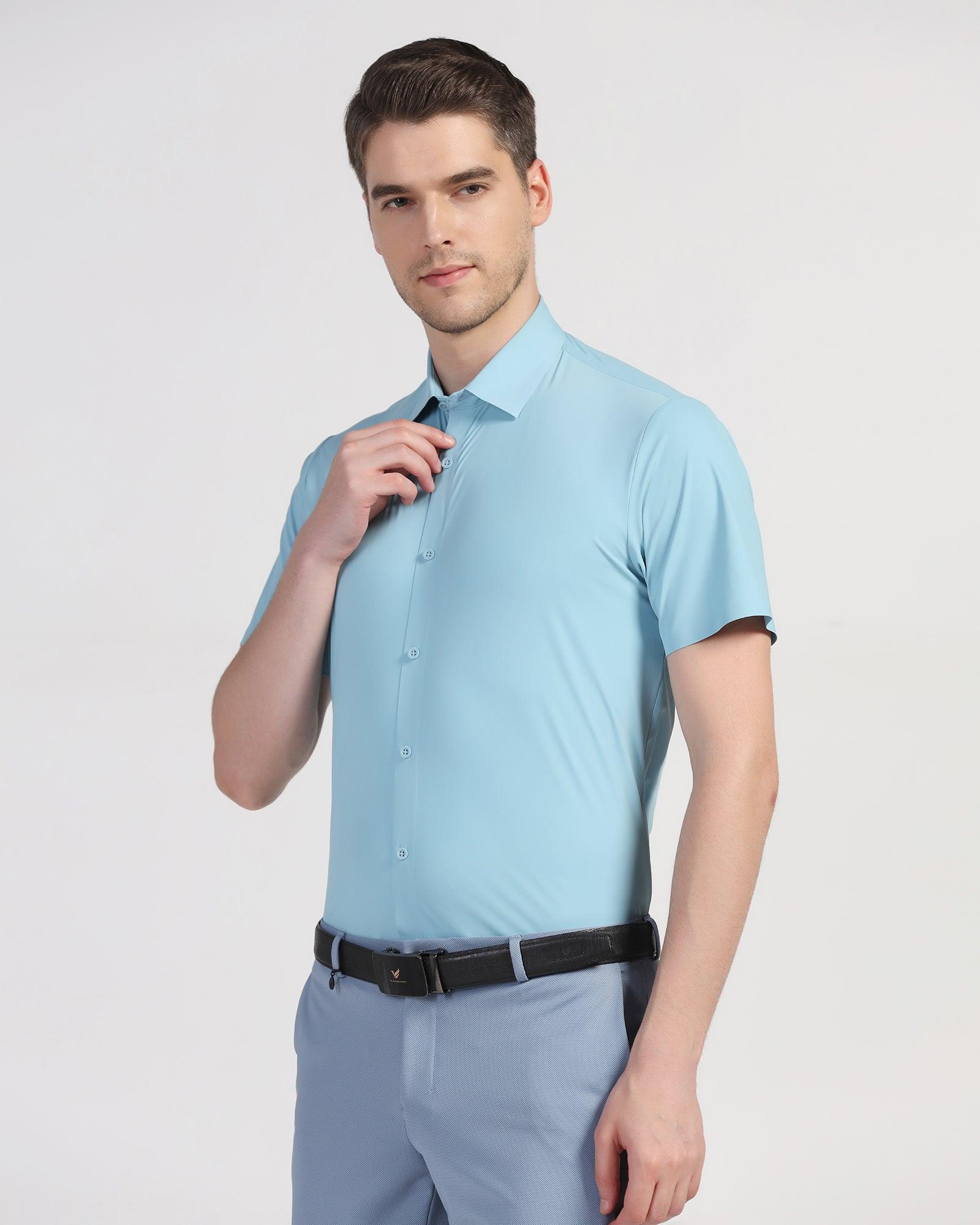 TechPro Formal Half Sleeve Blue Solid Shirt - Shane - Image 4
