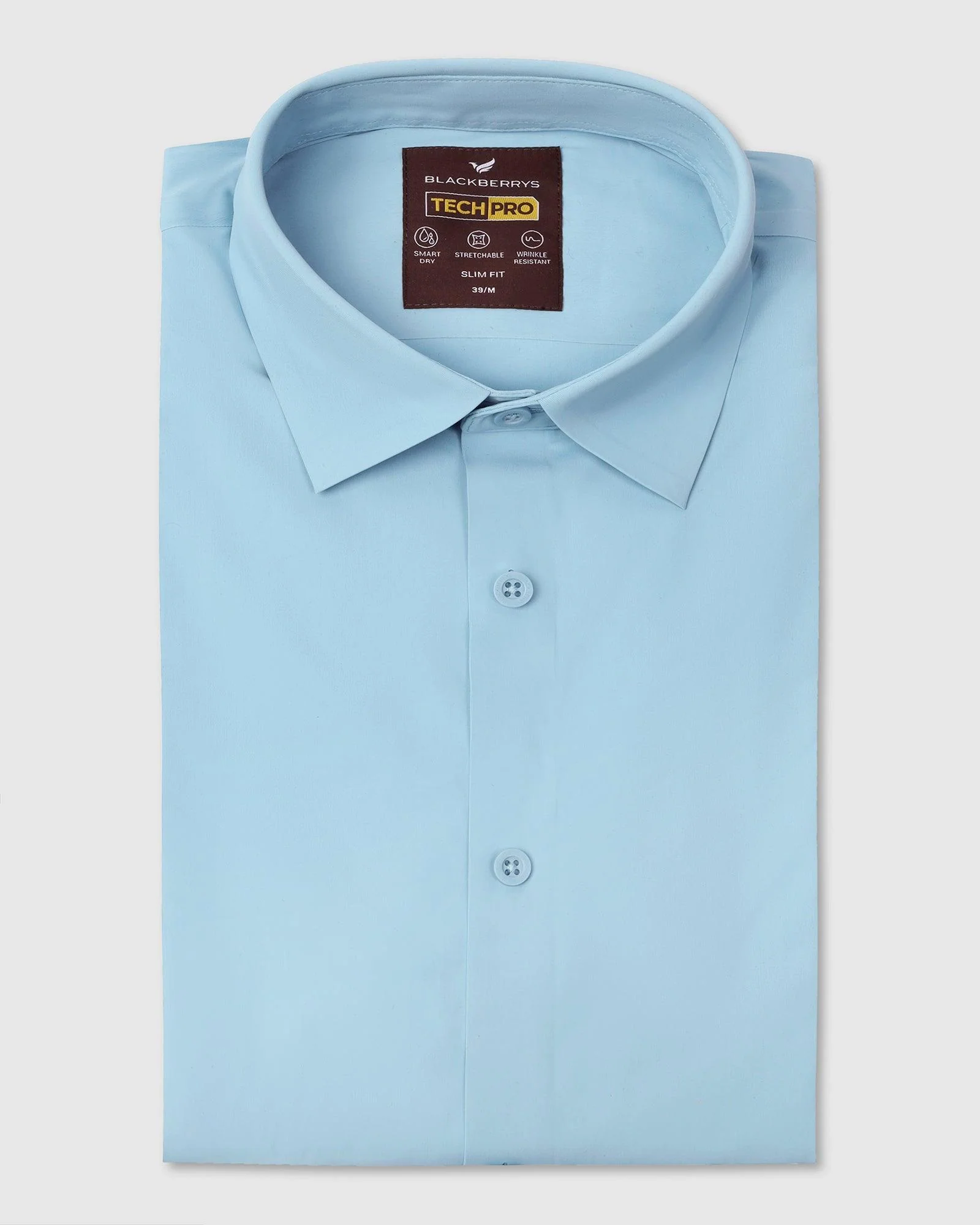 TechPro Formal Half Sleeve Blue Solid Shirt - Shane - Image 5