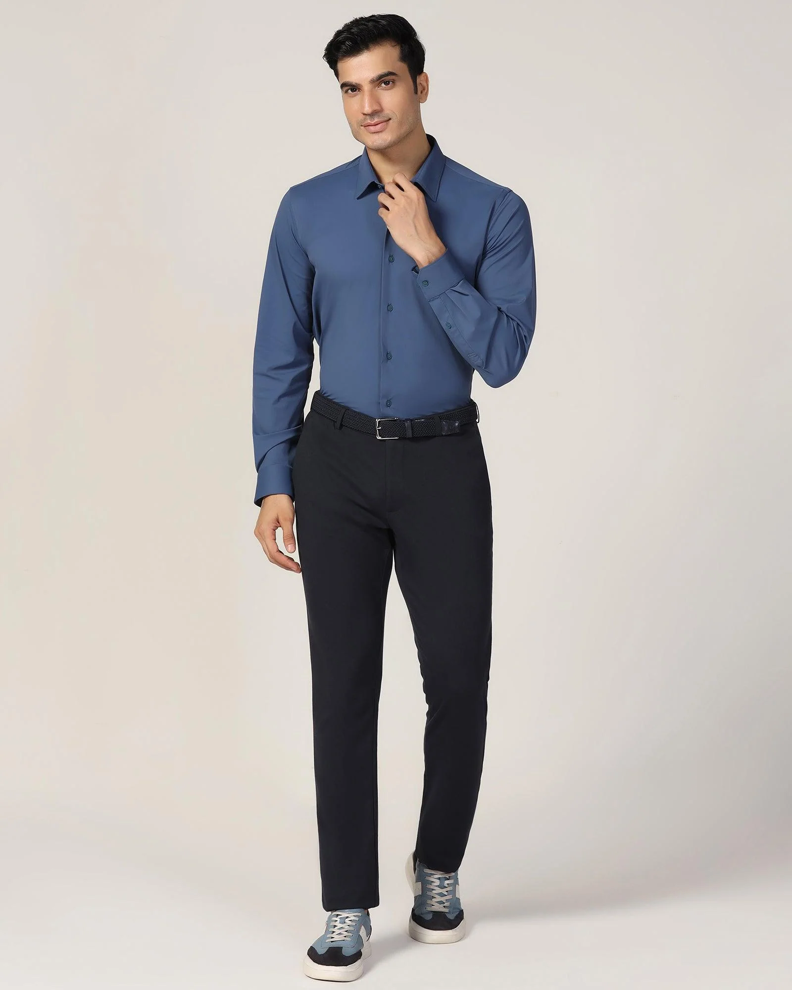 TechPro Formal Blue Solid Shirt - Zabka - Image 3