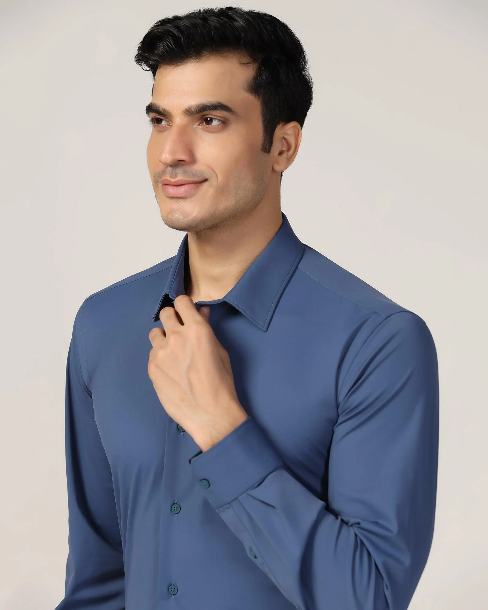 TechPro Formal Blue Solid Shirt - Zabka - Image 4