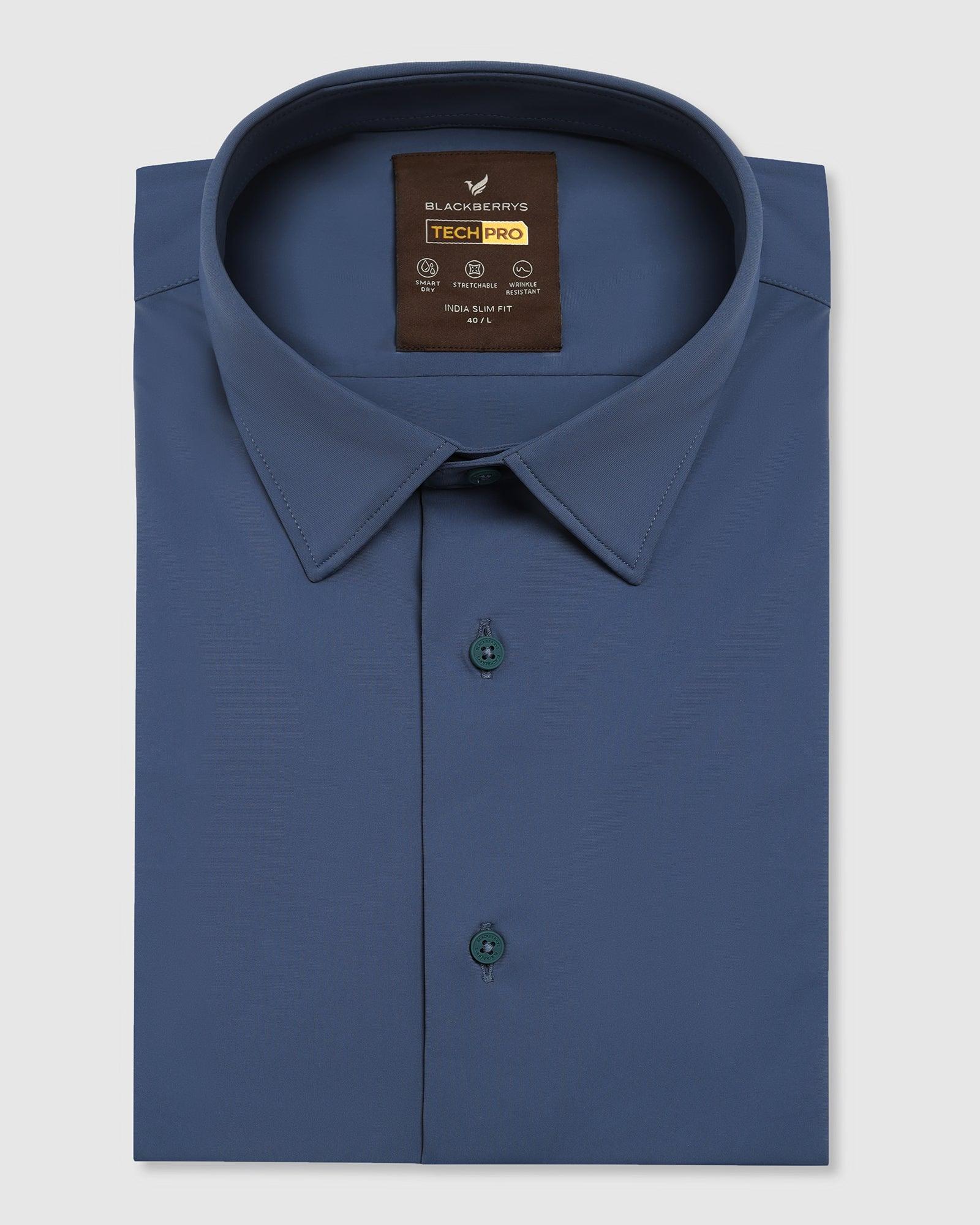 TechPro Formal Blue Solid Shirt - Zabka - Image 5