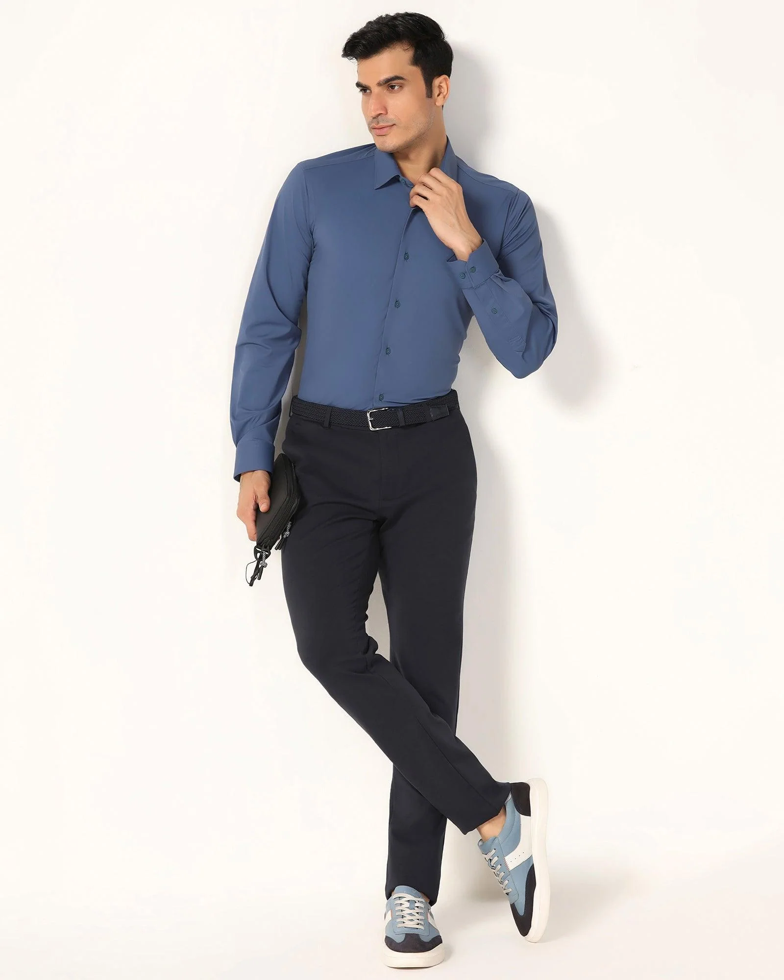 TechPro Formal Blue Solid Shirt - Zabka - Image 7