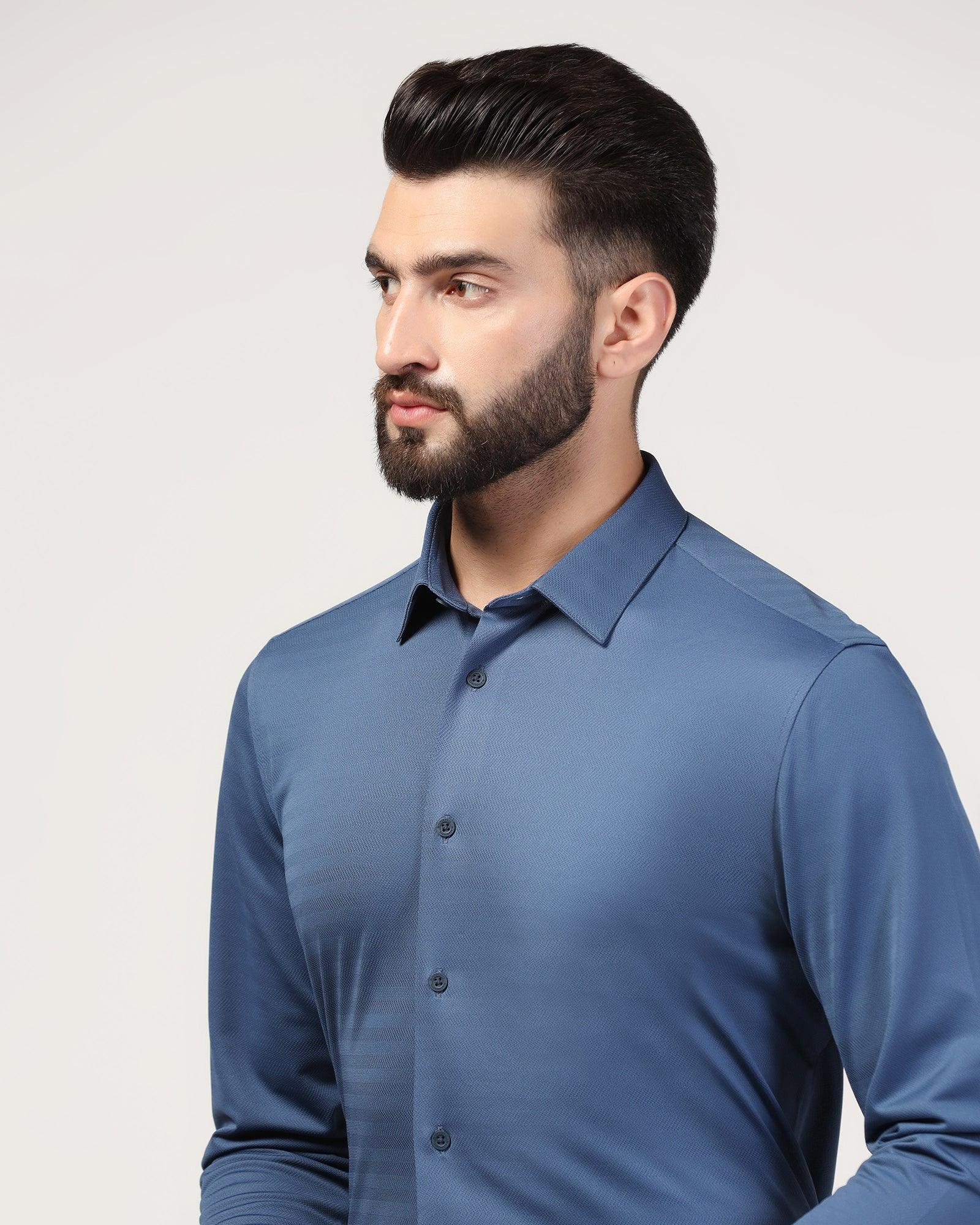 TechPro Formal Blue Stripe Shirt - Keish - Image 4