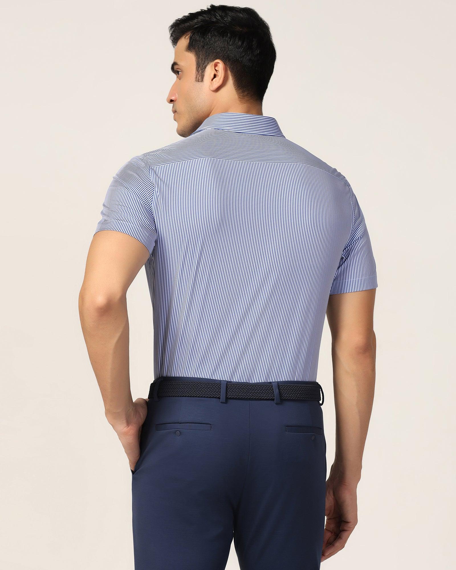 TechPro Formal Half Sleeve Blue Stripe Shirt - Vega - Image 2