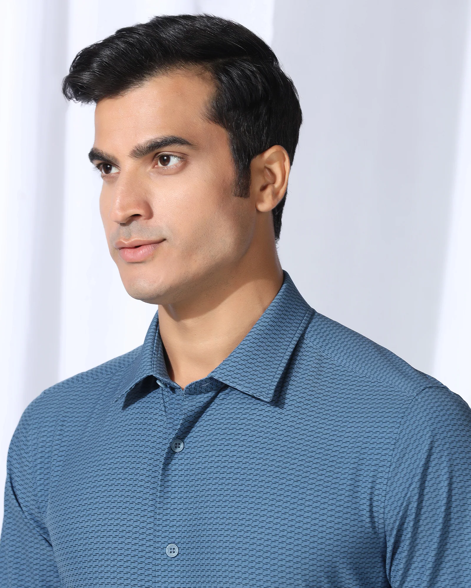 TechPro Formal Blue Printed Shirt - Ivan - Image 4