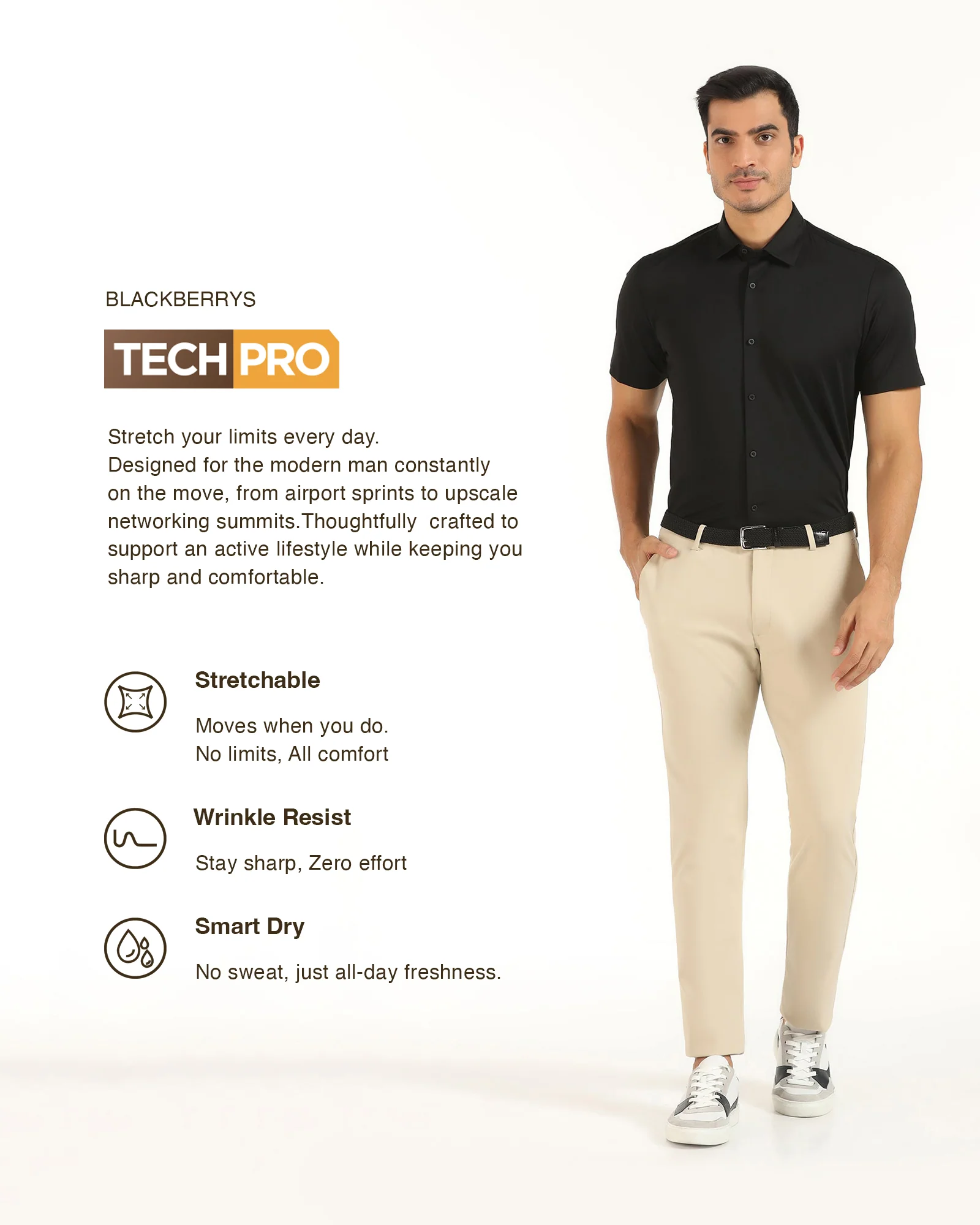 TechPro Formal Half Sleeve Black Textured Shirt - Karabi - Image 3