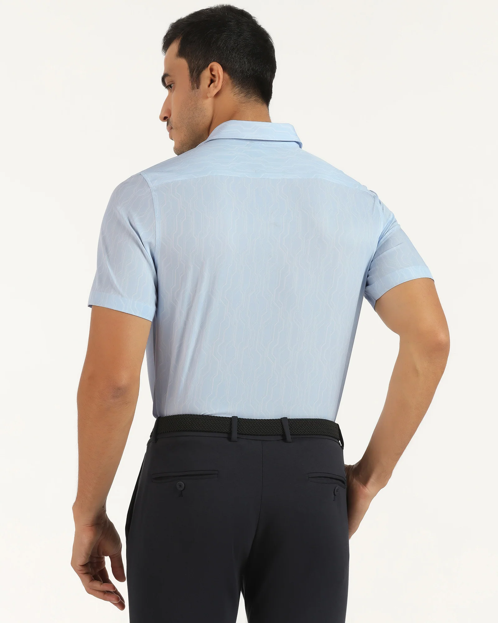 TechPro Formal Half Sleeve Blue Printed Shirt - Blade - Image 2