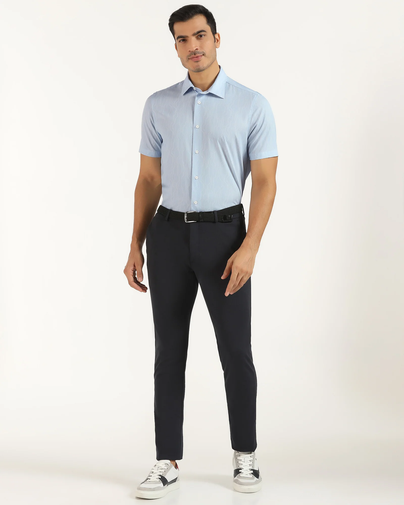 TechPro Formal Half Sleeve Blue Printed Shirt - Blade - Image 3