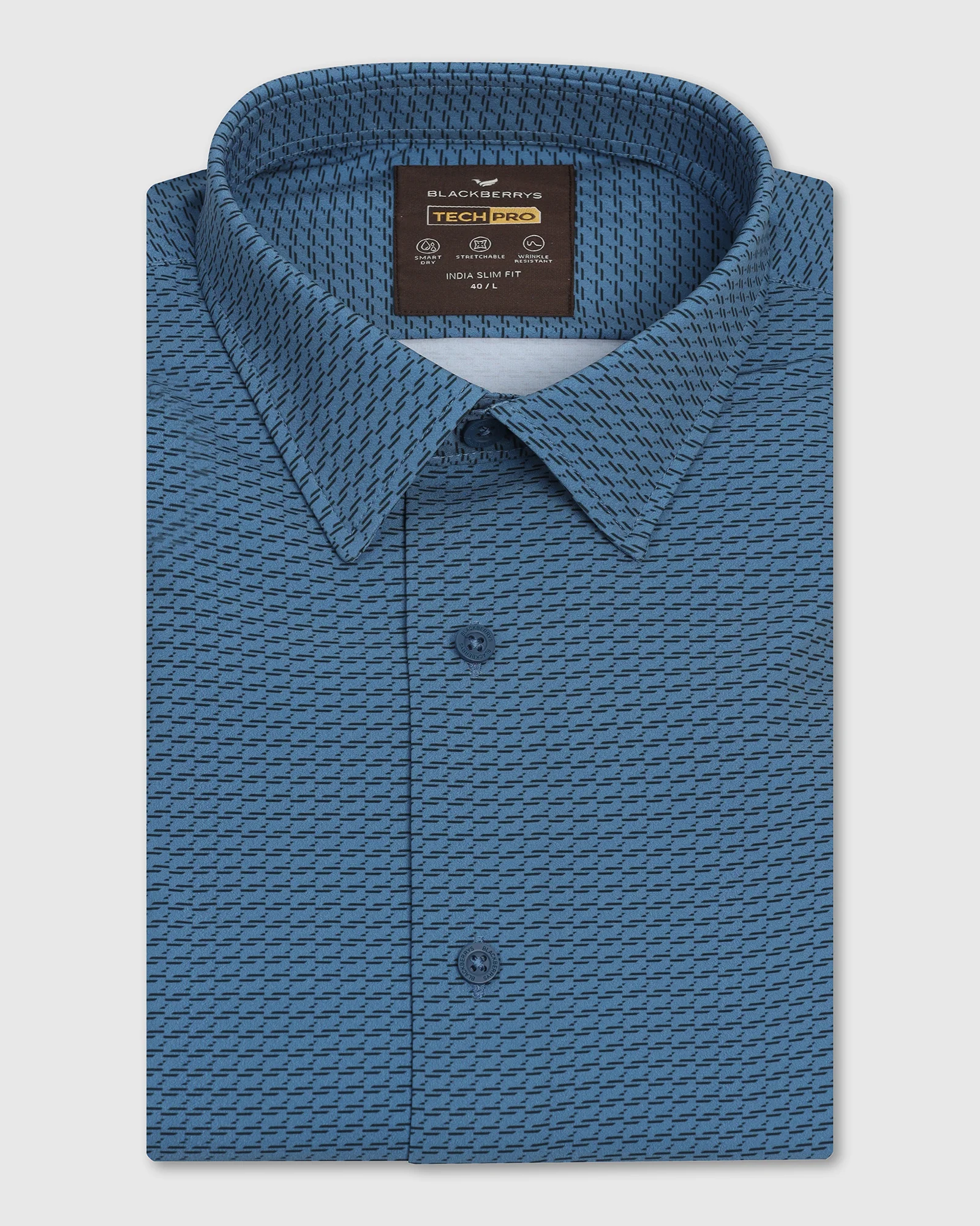 TechPro Formal Half Sleeve Blue Printed Shirt - Ivan - Image 5