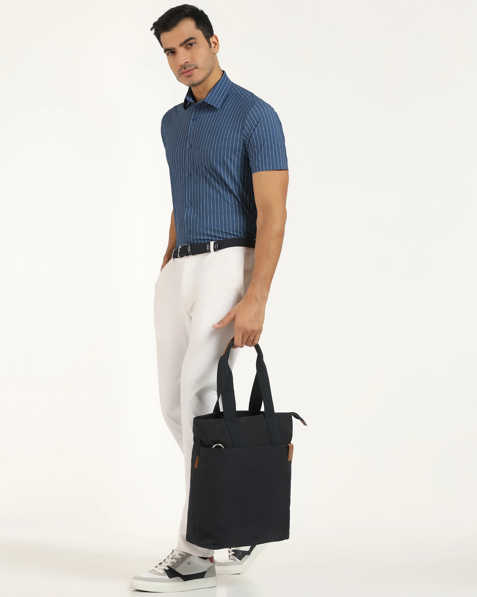 TechPro Formal Half Sleeve Blue Stripe Shirt - Dickins - Image 7