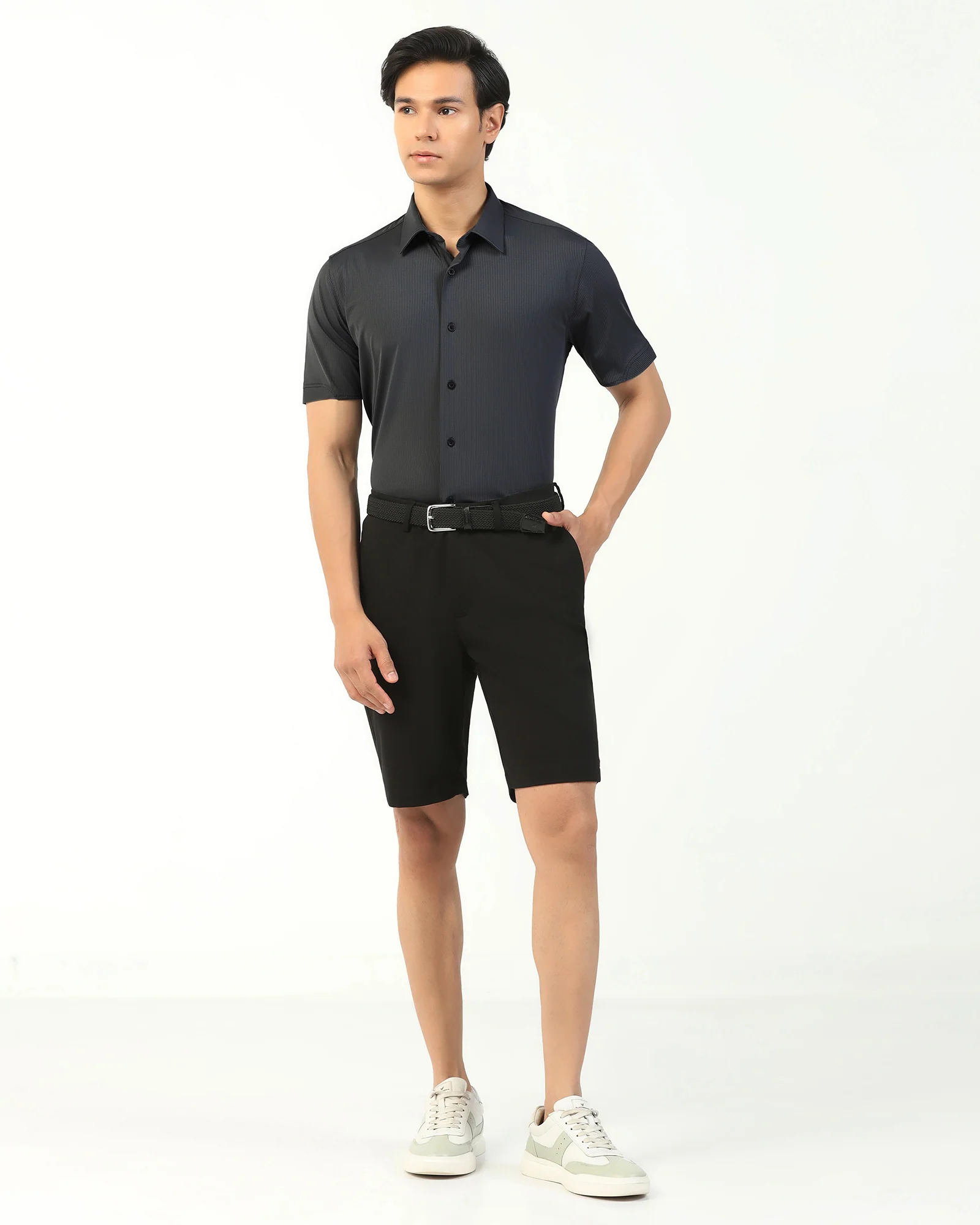 TechPro Formal Half Sleeve Dark Grey Stripe Shirt - Abil - Image 3