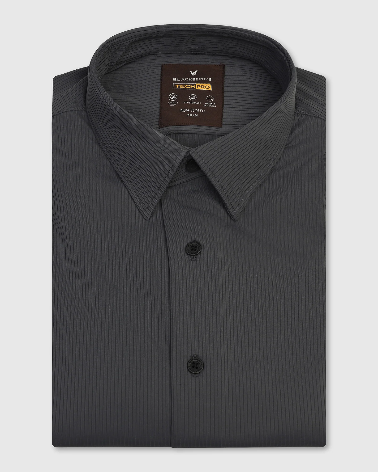 TechPro Formal Half Sleeve Dark Grey Stripe Shirt - Abil - Image 5