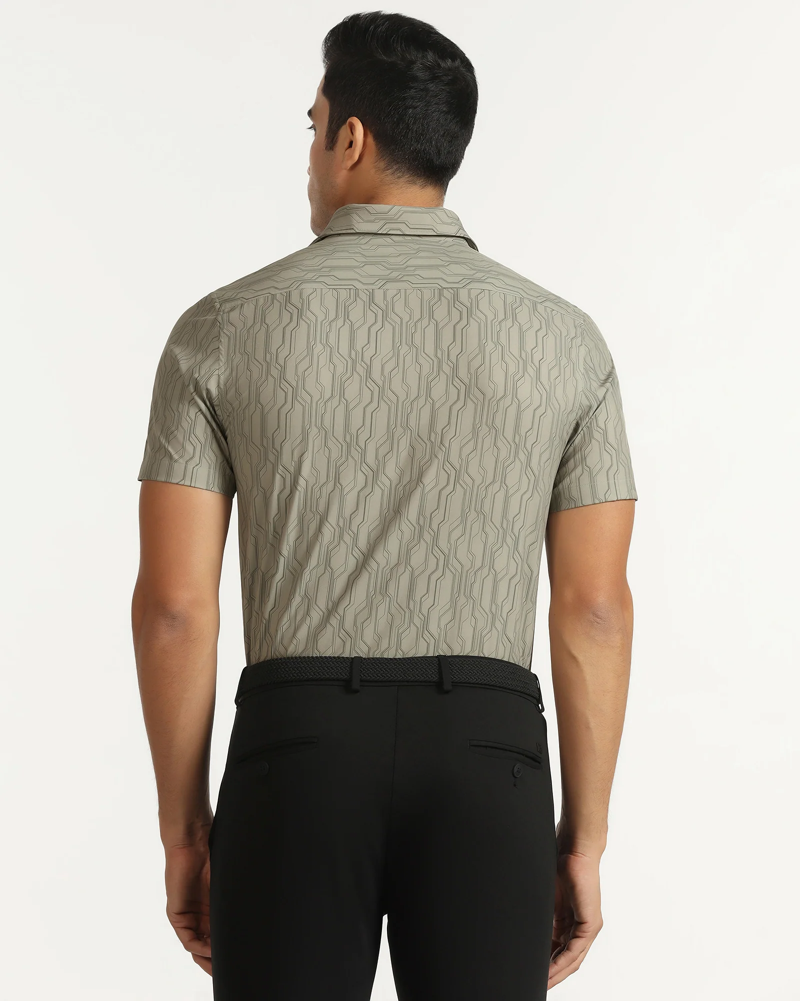 TechPro Formal Half Sleeve Green Printed Shirt - Blade - Image 2