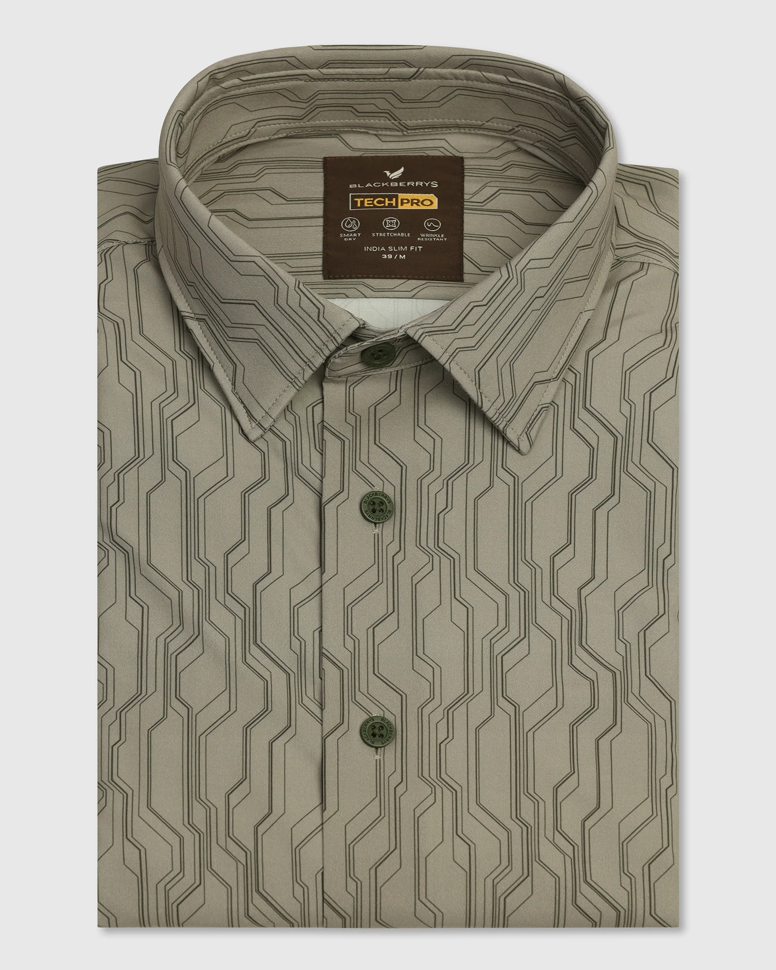 TechPro Formal Half Sleeve Green Printed Shirt - Blade - Image 5