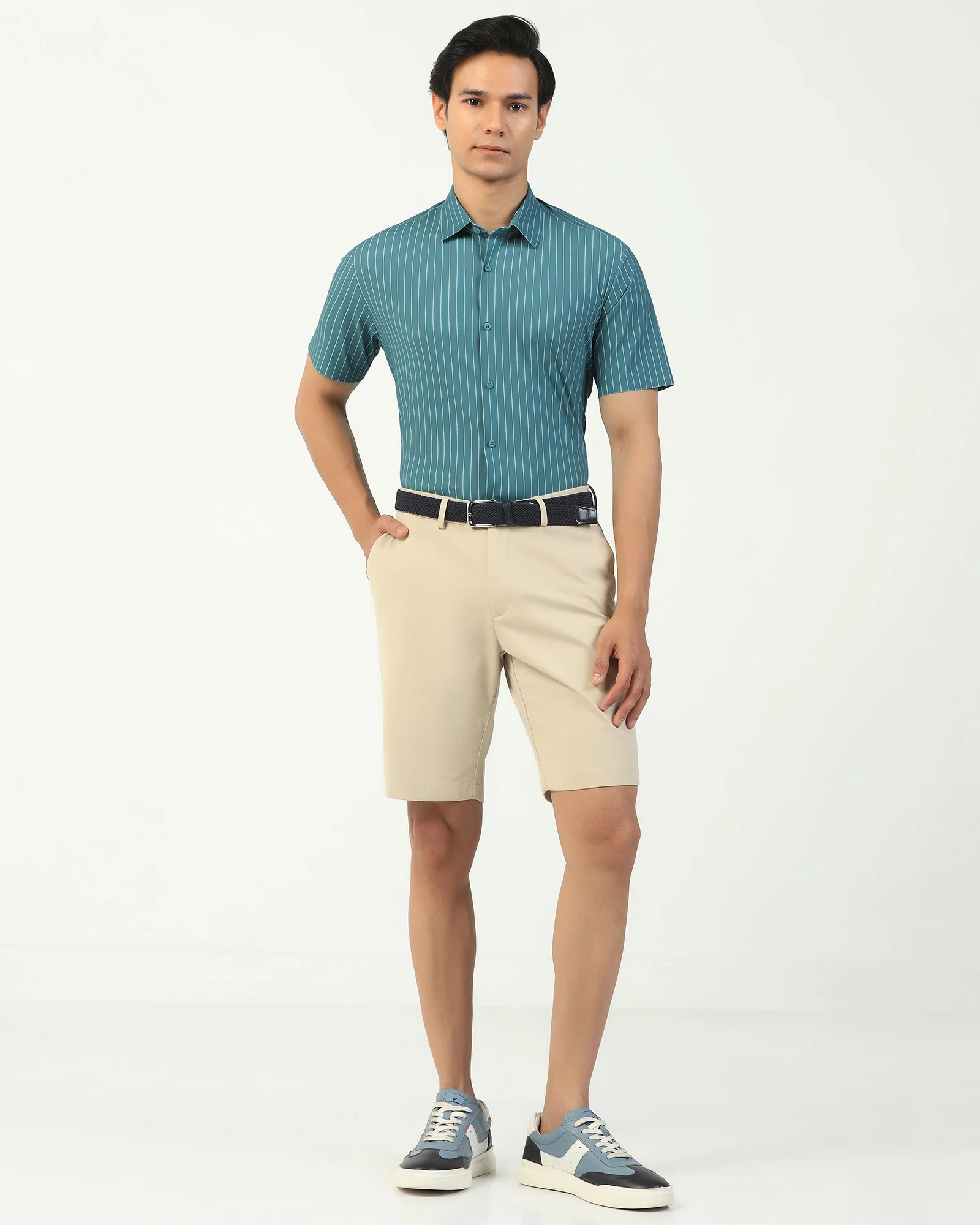 TechPro Formal Half Sleeve Green Stripe Shirt - Dickins - Image 3