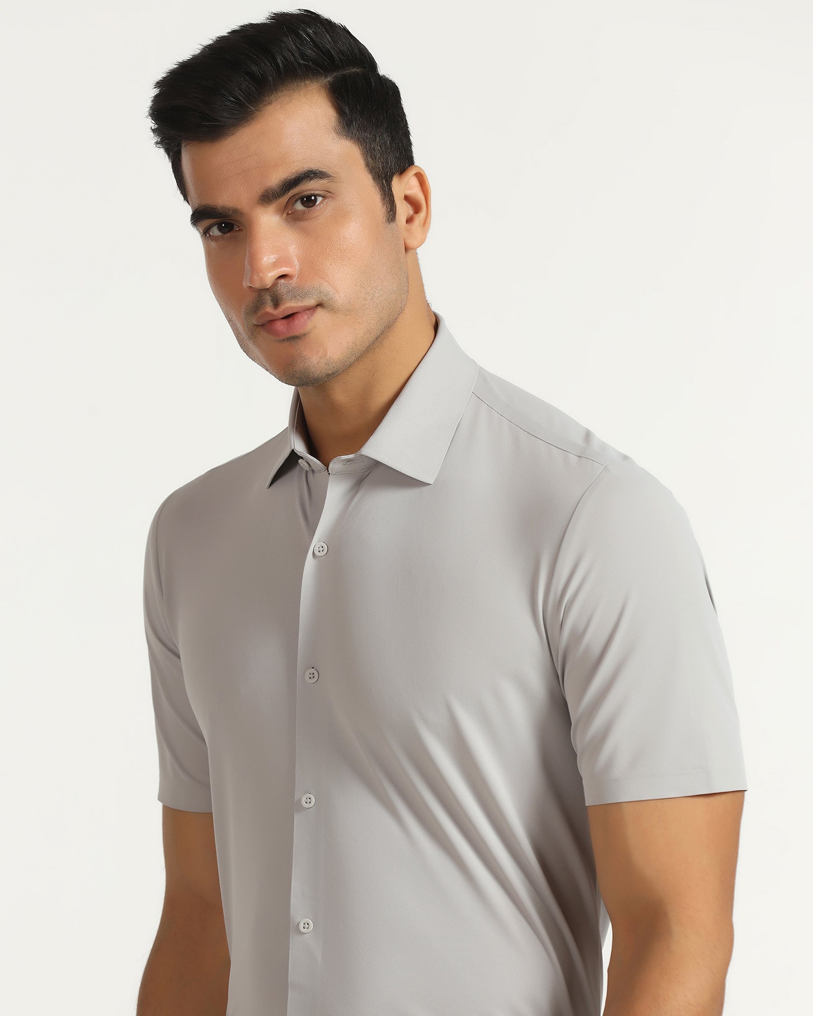 TechPro Formal Half Sleeve Grey Textured Shirt - Kanon - Image 4