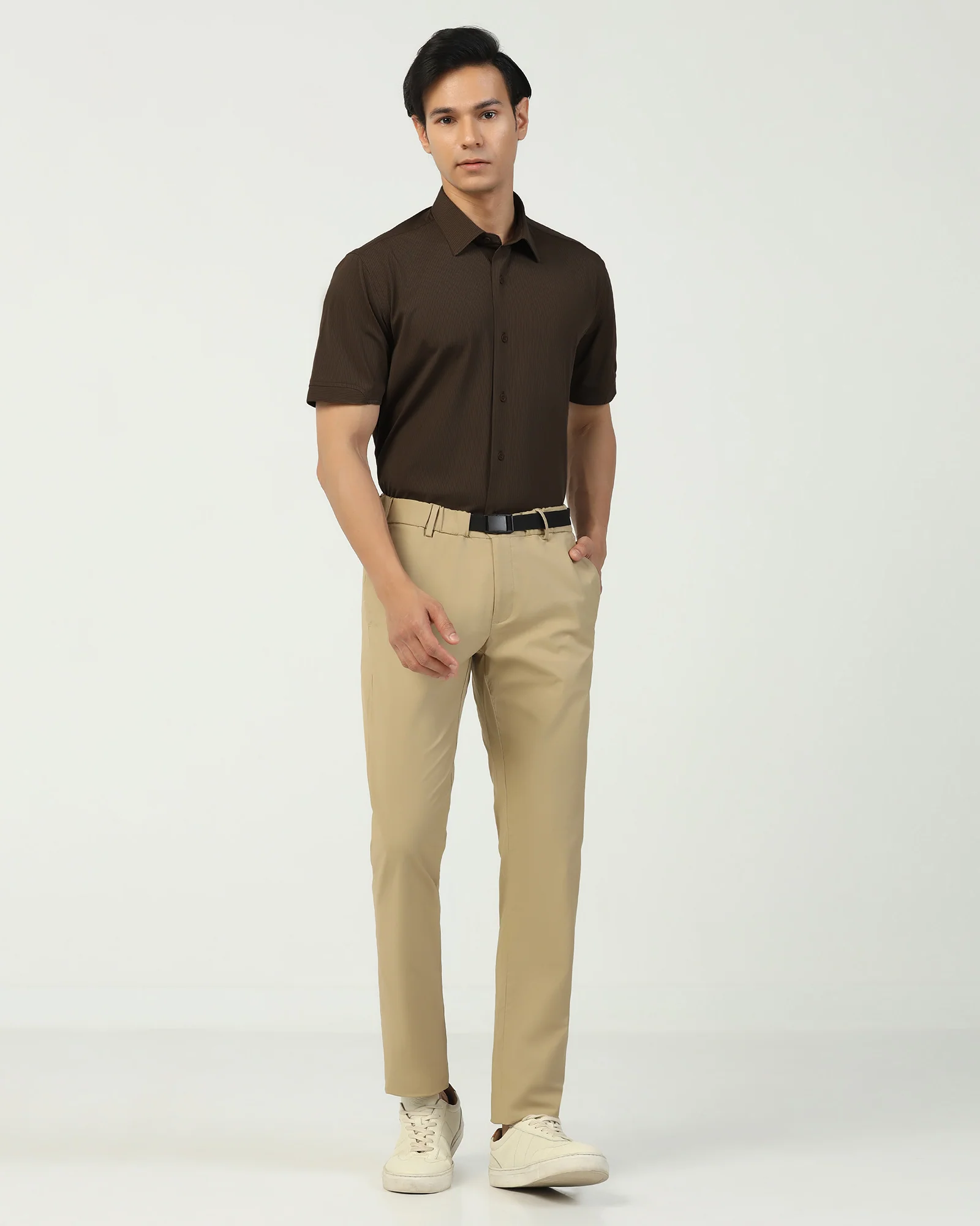 TechPro Formal Half Sleeve Khaki Stripe Shirt - Abil - Image 3