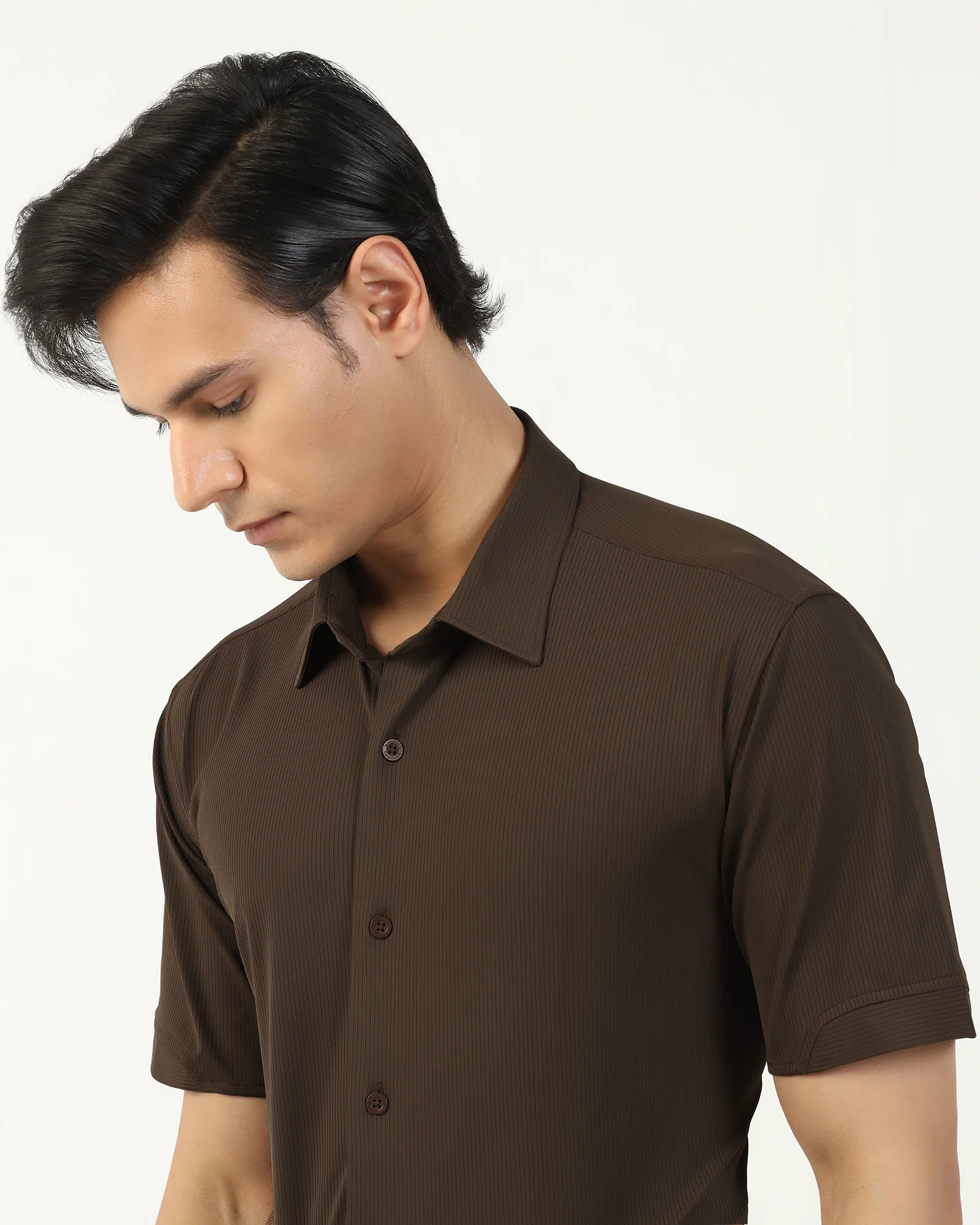 TechPro Formal Half Sleeve Khaki Stripe Shirt - Abil - Image 4
