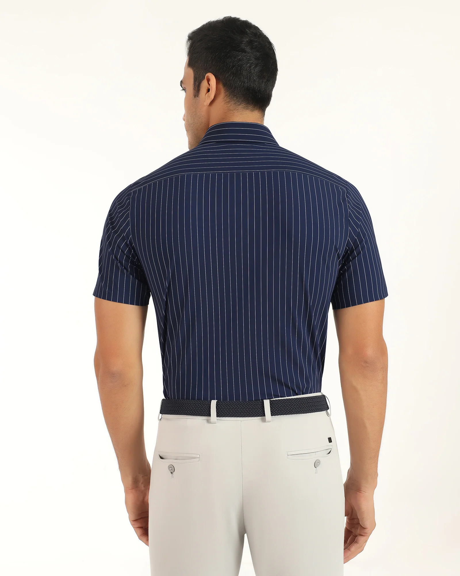 TechPro Formal Half Sleeve Navy Stripe Shirt - Dickins - Image 2