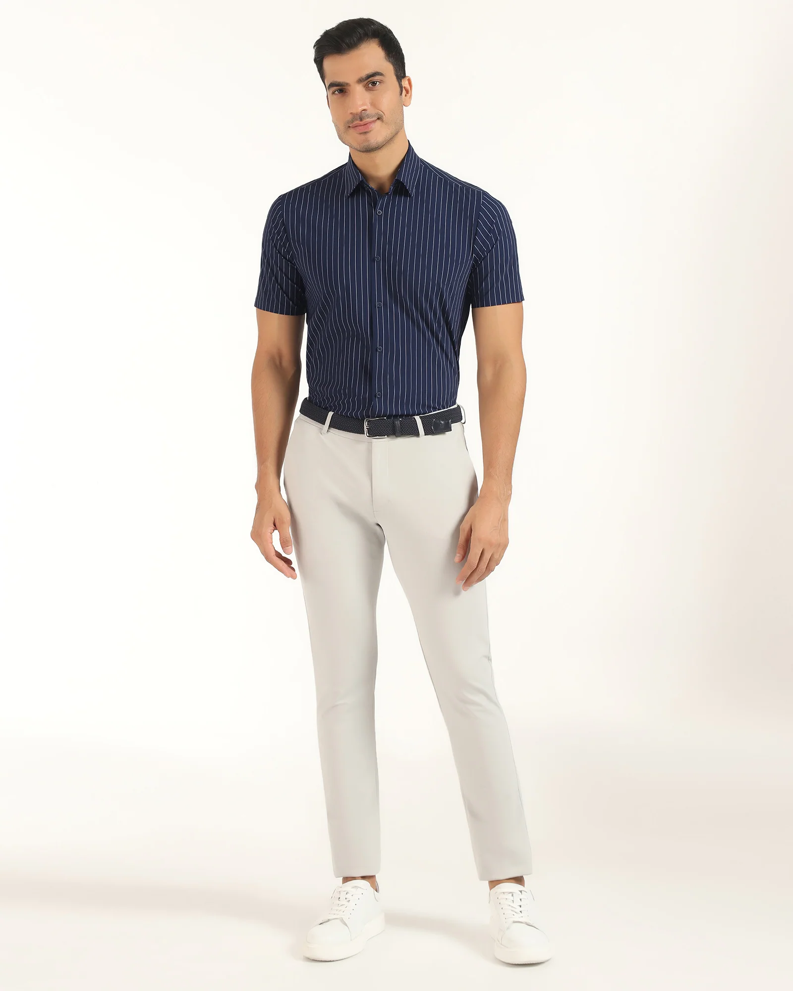 TechPro Formal Half Sleeve Navy Stripe Shirt - Dickins - Image 3