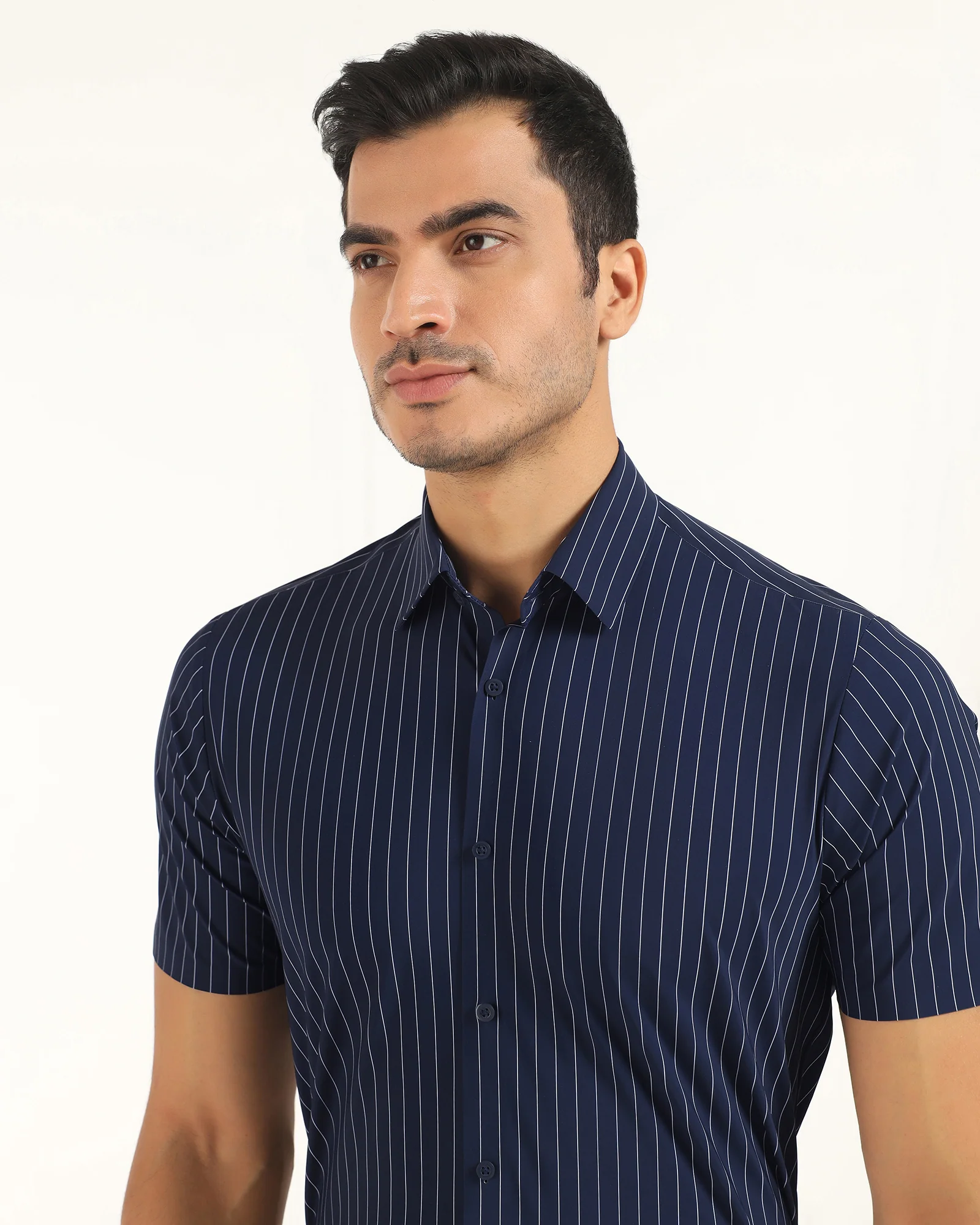 TechPro Formal Half Sleeve Navy Stripe Shirt - Dickins - Image 4