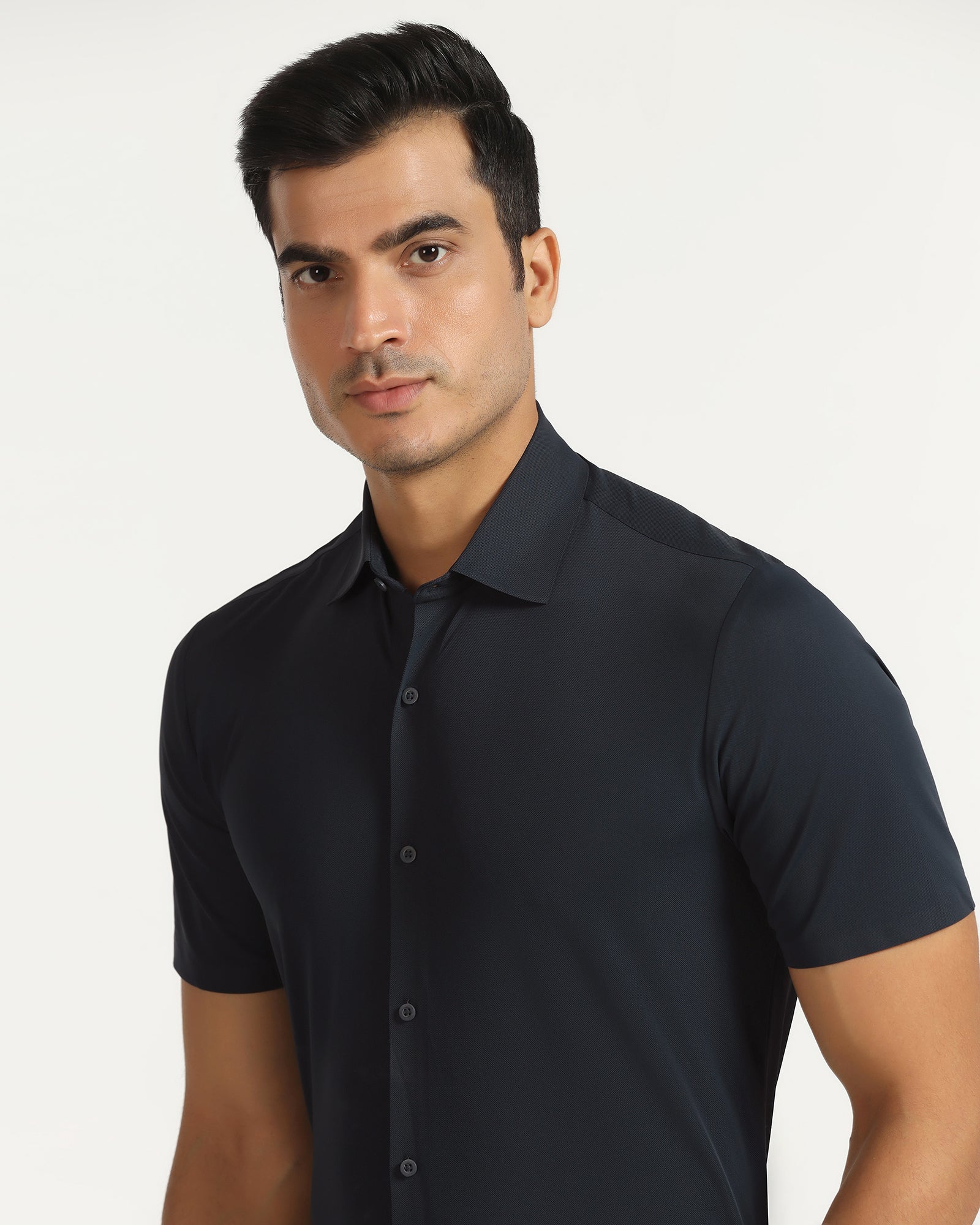 TechPro Formal Half Sleeve Navy Textured Shirt - Kanon - Image 4