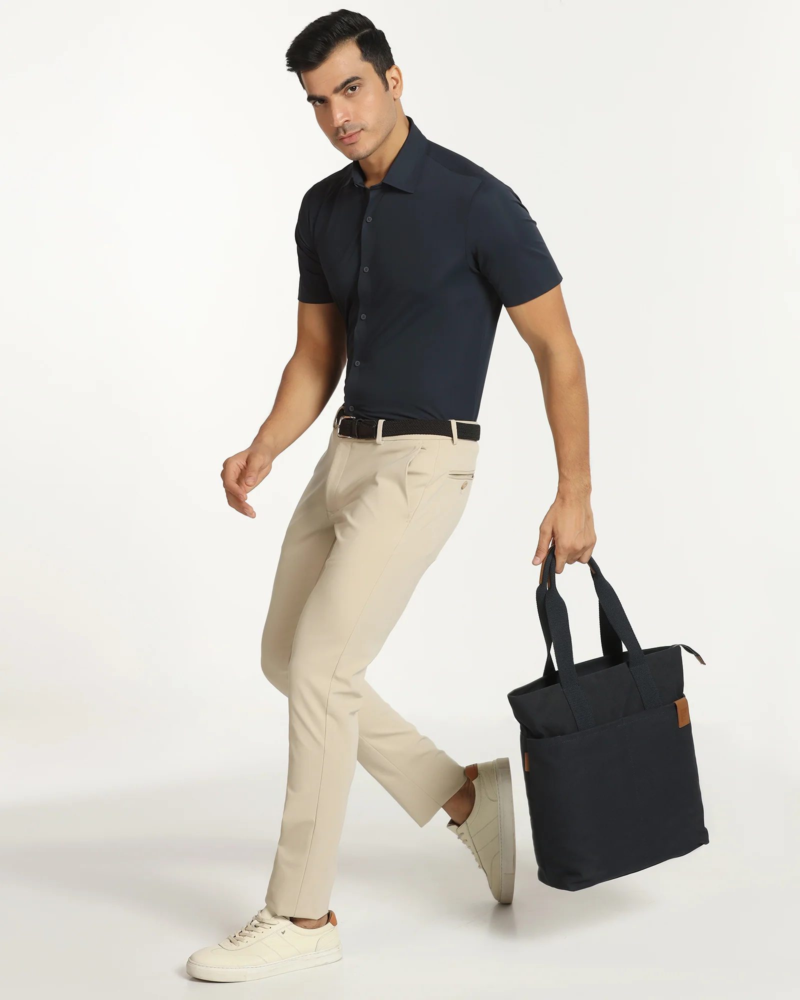 TechPro Formal Half Sleeve Navy Textured Shirt - Kanon - Image 7