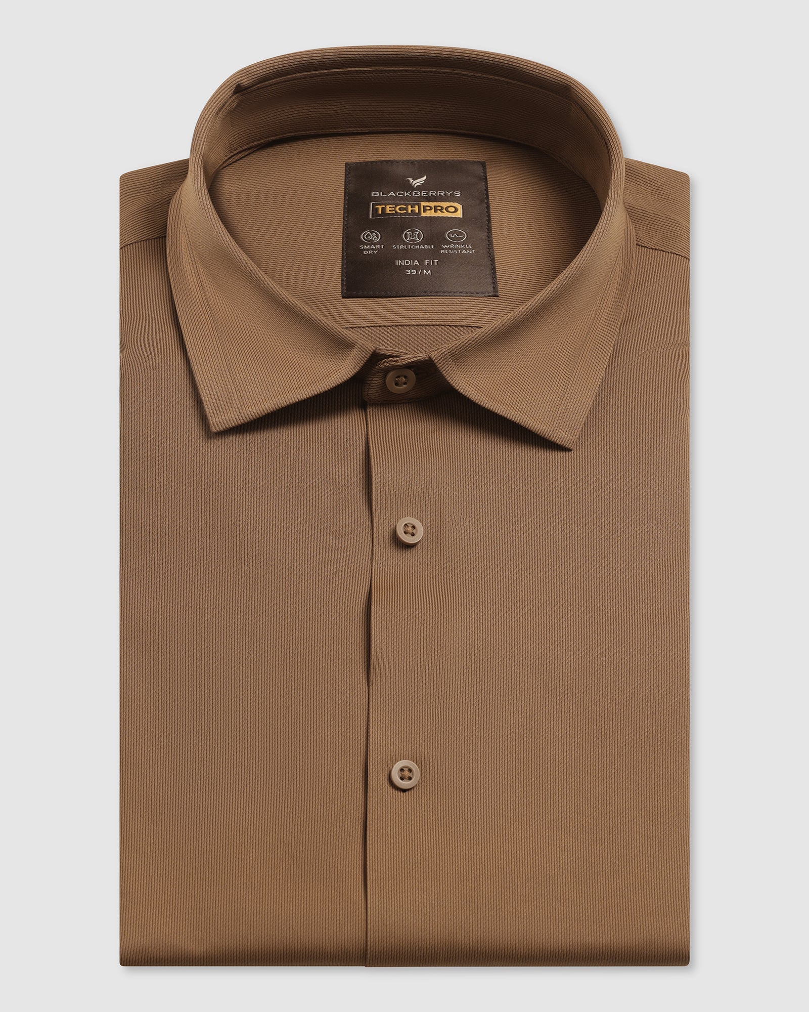 TechPro Formal Half Sleeve Ochre Textured Shirt - Karabi - Image 5