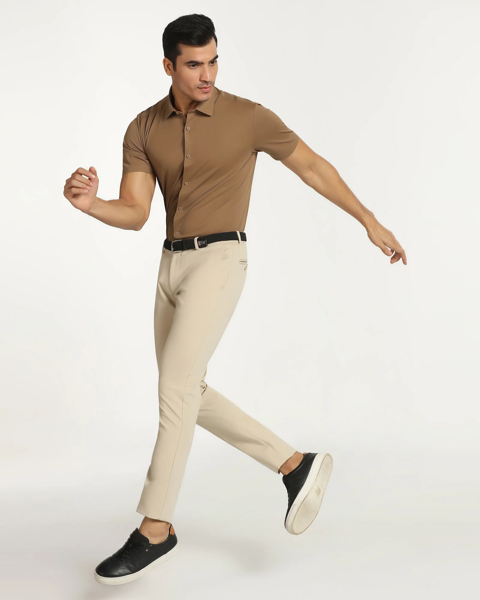 TechPro Formal Half Sleeve Ochre Textured Shirt - Karabi - Image 7