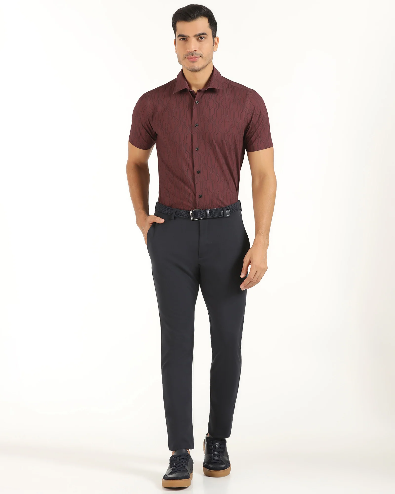 TechPro Formal Half Sleeve Red Printed Shirt - Blade - Image 3
