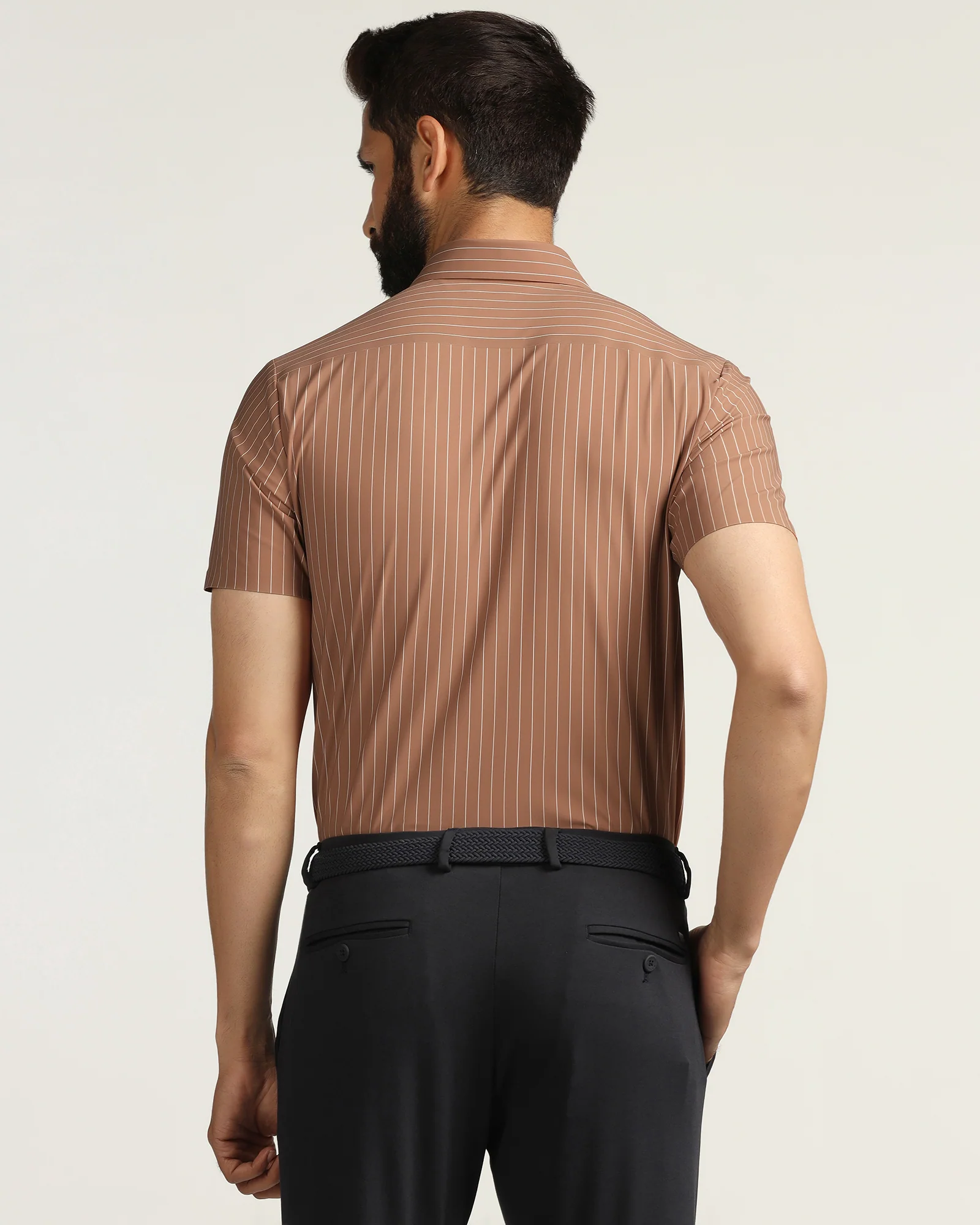 TechPro Formal Half Sleeve Rust Stripe Shirt - Dickins - Image 2