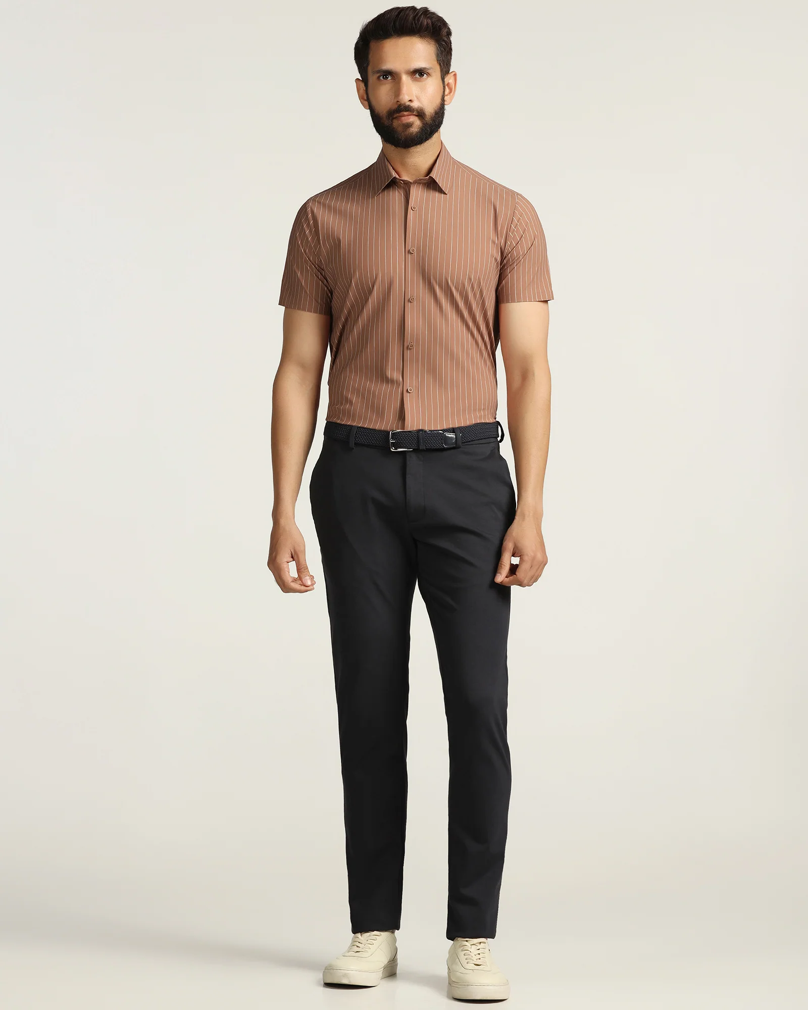 TechPro Formal Half Sleeve Rust Stripe Shirt - Dickins - Image 3