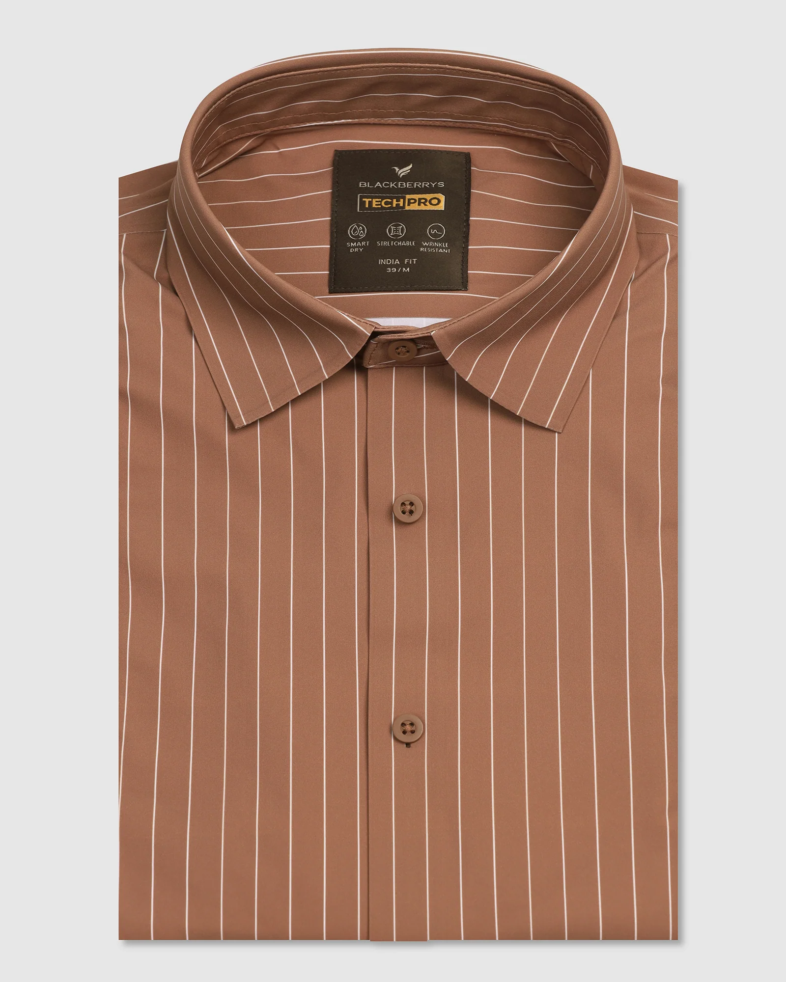TechPro Formal Half Sleeve Rust Stripe Shirt - Dickins - Image 5