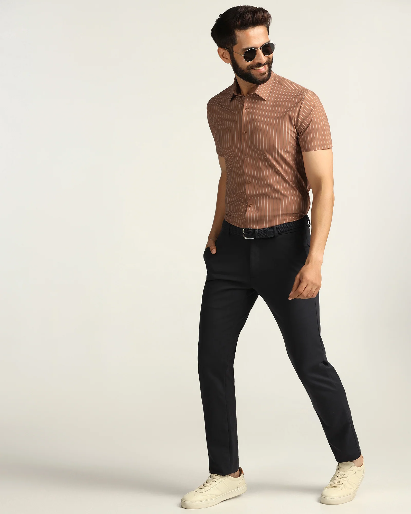 TechPro Formal Half Sleeve Rust Stripe Shirt - Dickins - Image 7