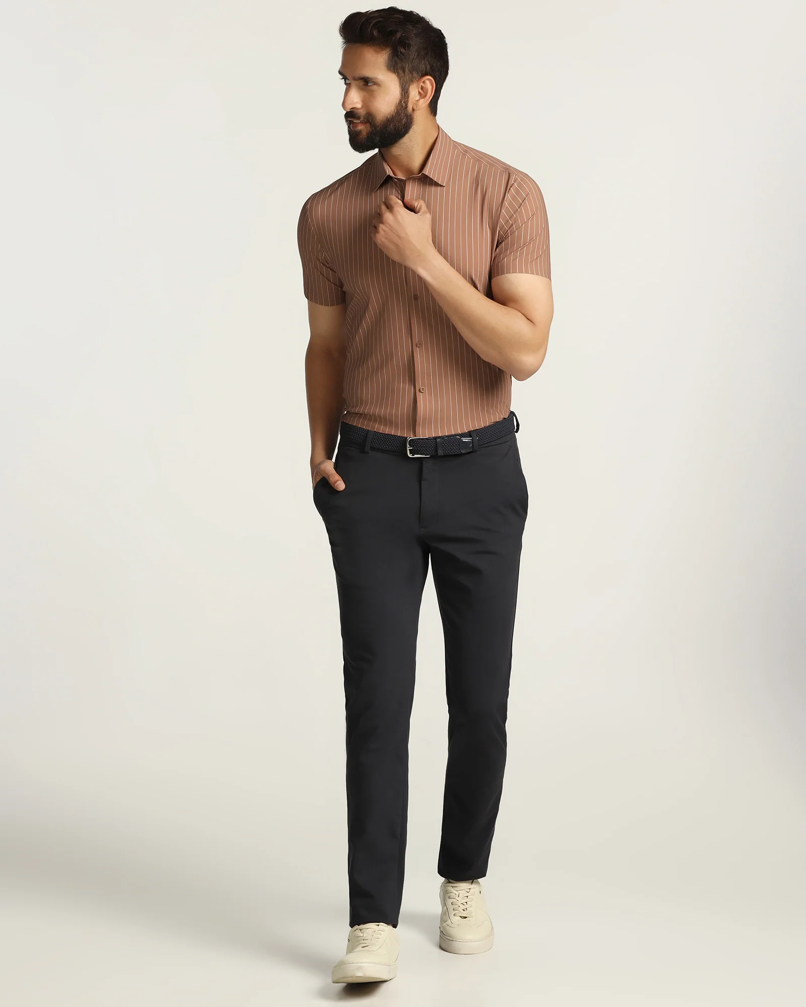 TechPro Formal Half Sleeve Rust Stripe Shirt - Dickins - Image 8