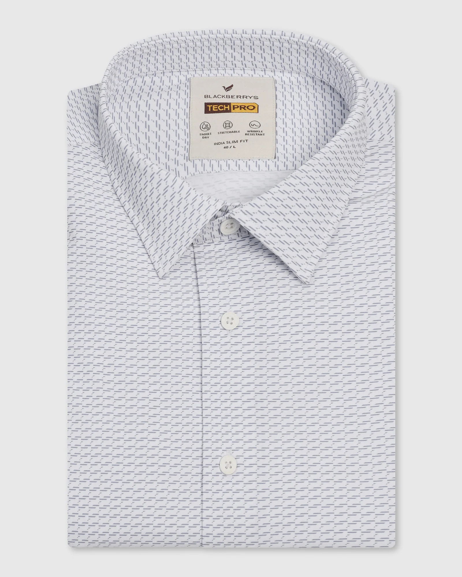 TechPro Formal Half Sleeve White Printed Shirt - Ivan - Image 5
